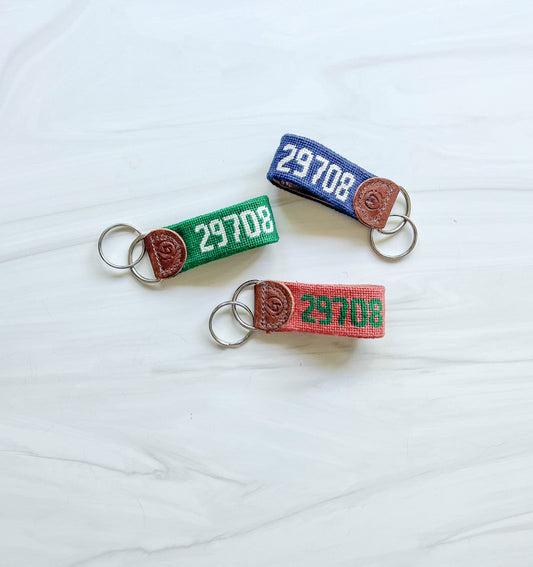 Fort Mill, South Carolina Custom 29708 Zip Code Needlepoint Keychain