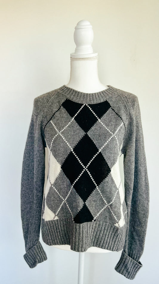 Akris Punto Crewneck Diamond-Pattern Cashmere-Blend Pullover Sweater