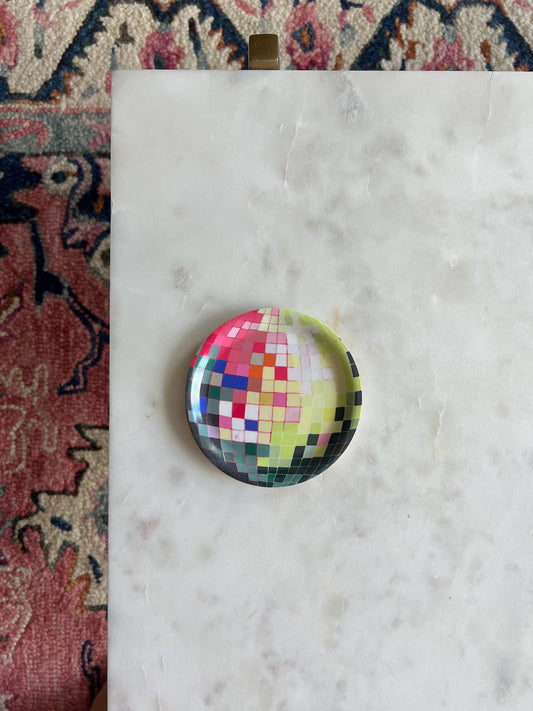 multicolored disco ball trinket dish