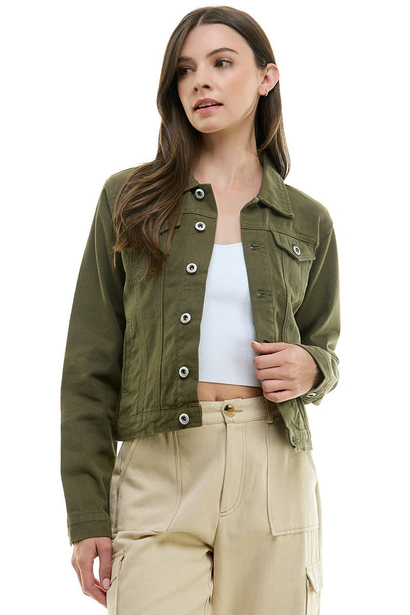BLUE AGE - LADY CASUAL COTTON DENIM JEAN JACKET (OPEN PACK): Light Blue / S