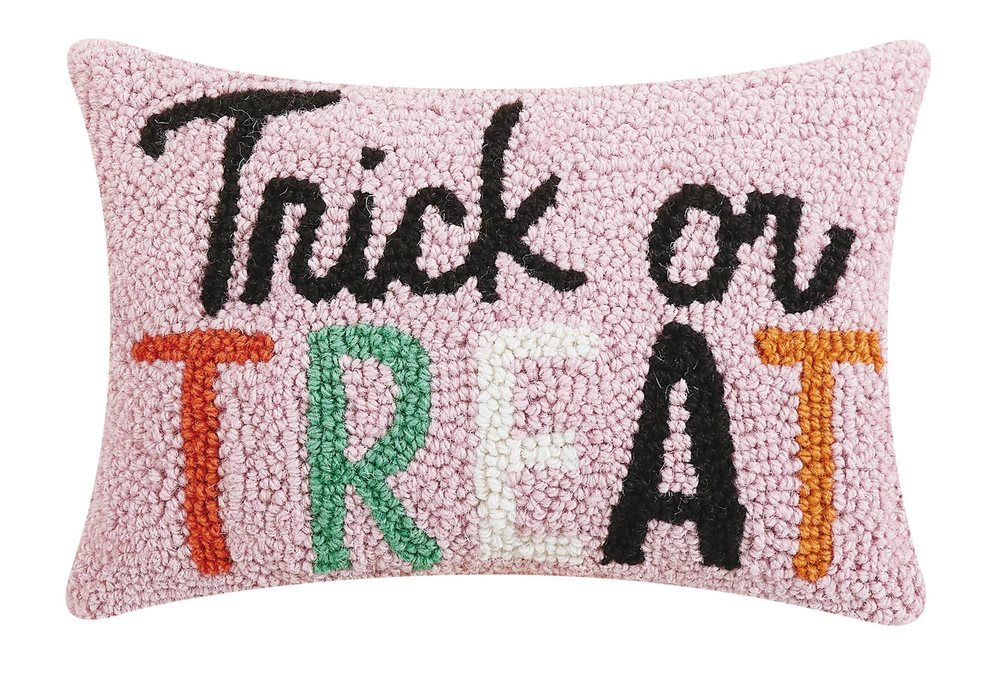 Trick Or Treat Halloween Wool Hooked Accent Pillow