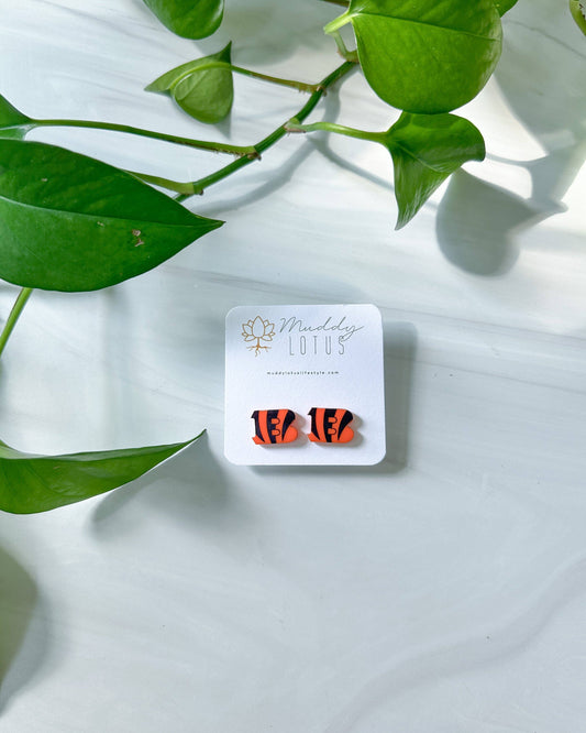 Cincinnati Bengals Orange and Black Stud Earrings