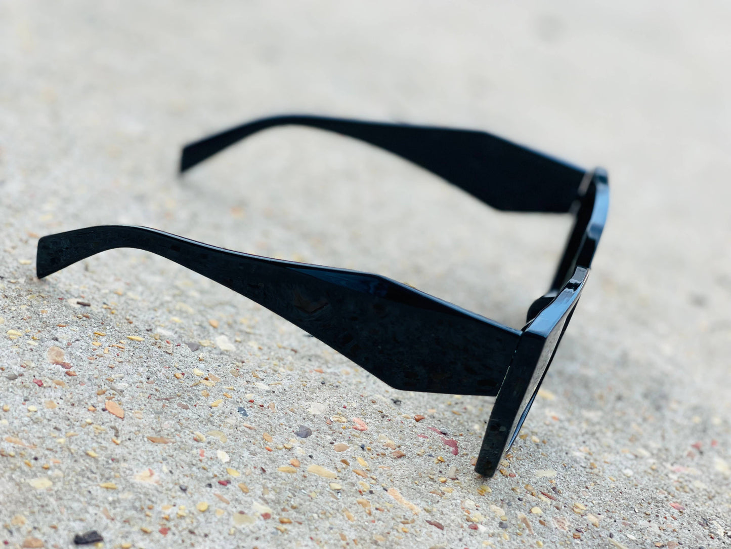 Beveled Cut Sunglasses + Case in Black