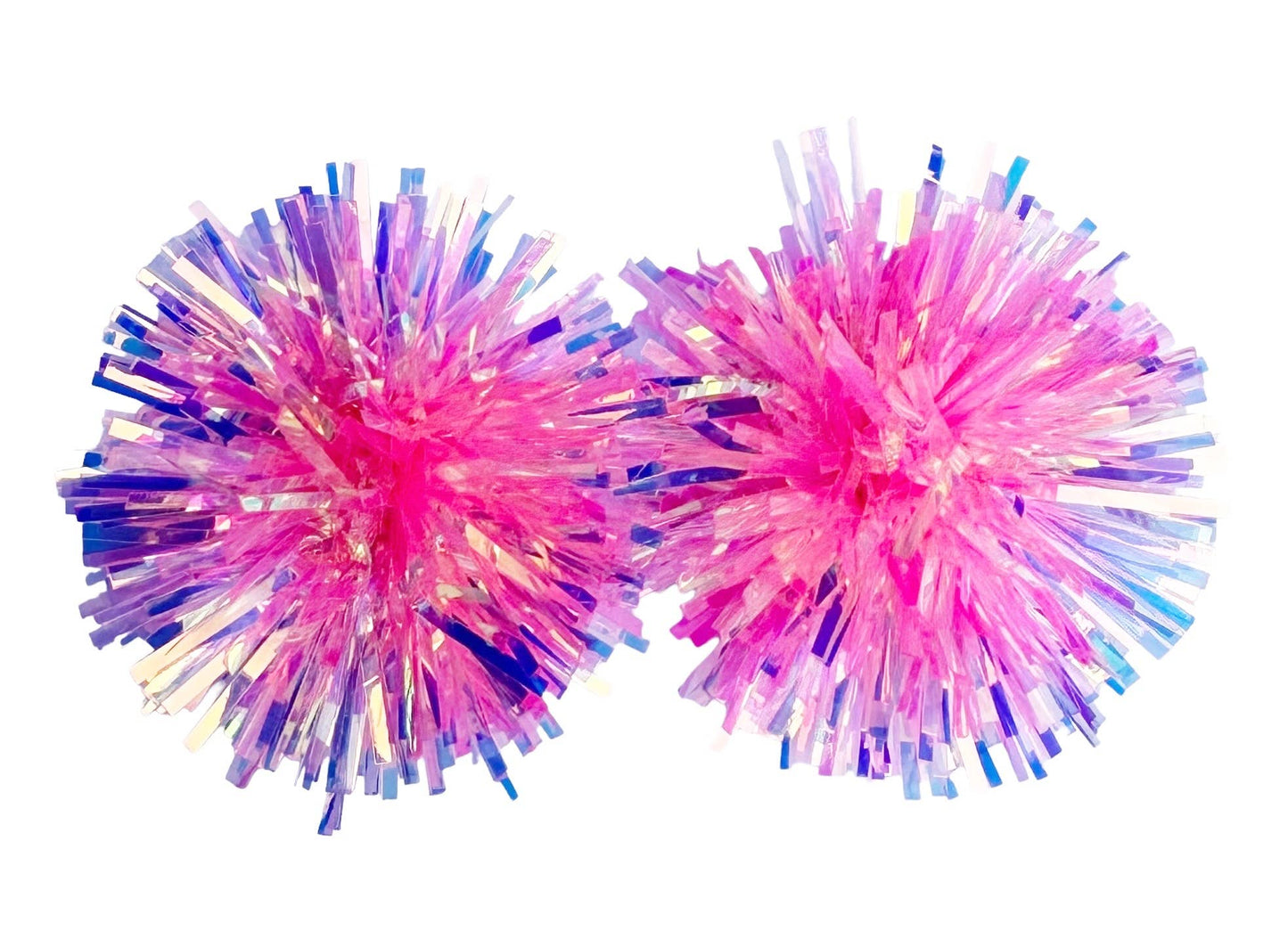 Pink Iridescent Party Pom Pom Stud Earrings