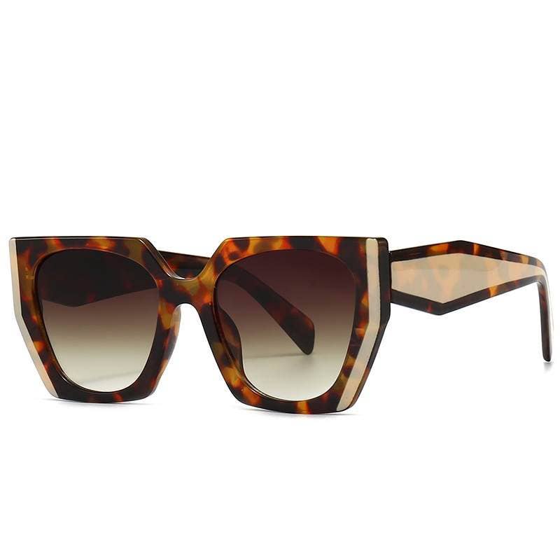 Beveled Cut Sunglasses + Case in Black