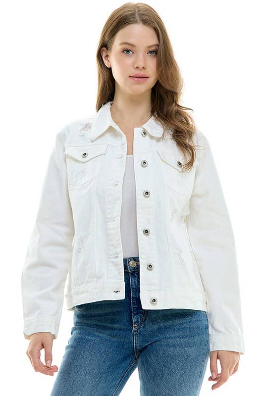 BLUE AGE - LADY CASUAL COTTON DENIM JEAN JACKET (OPEN PACK): Light Blue / XL