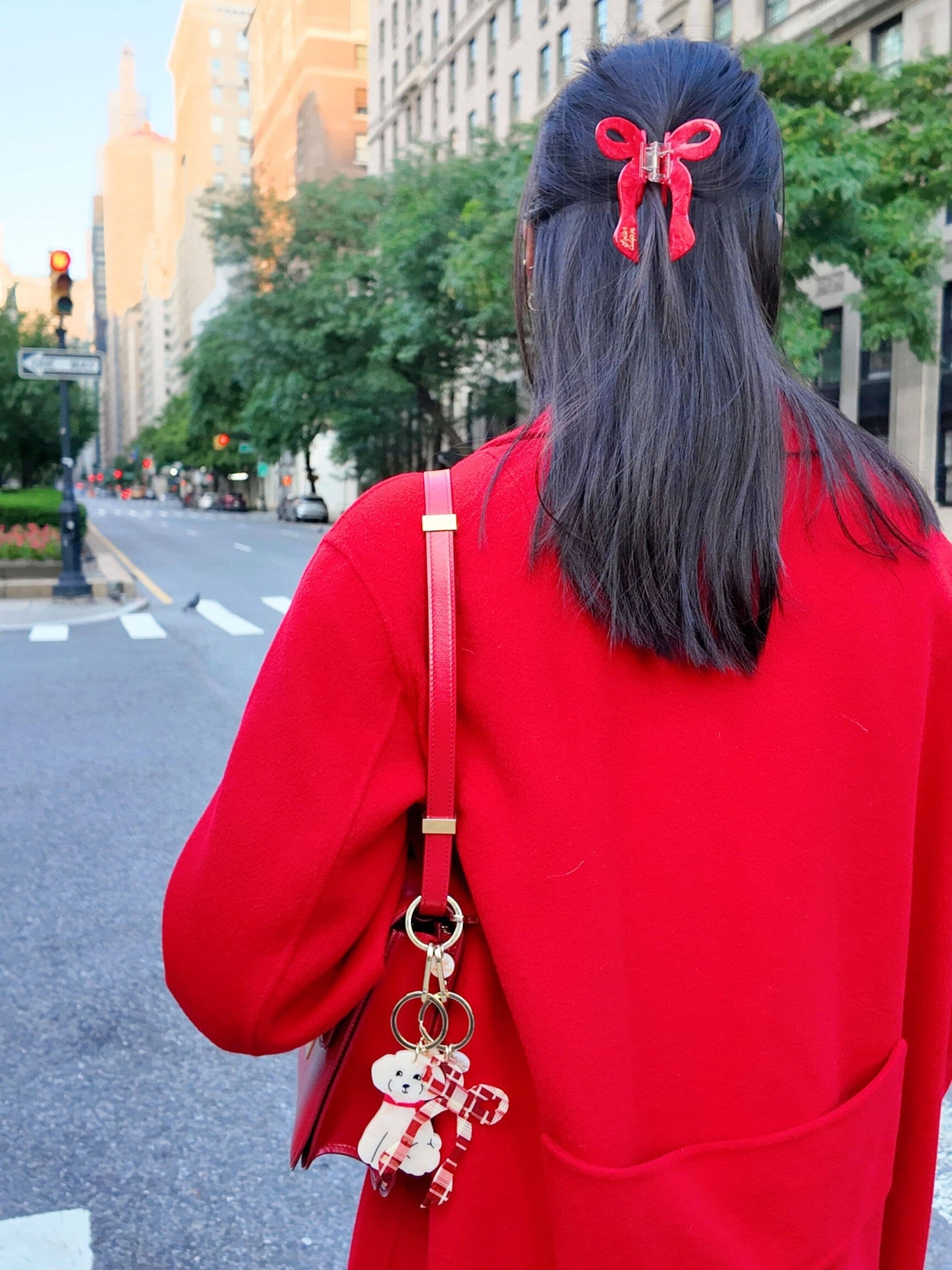 Solar Eclipse Hand-painted Coquette Bow Claw Hair Clip | Eco-Friendly: Red