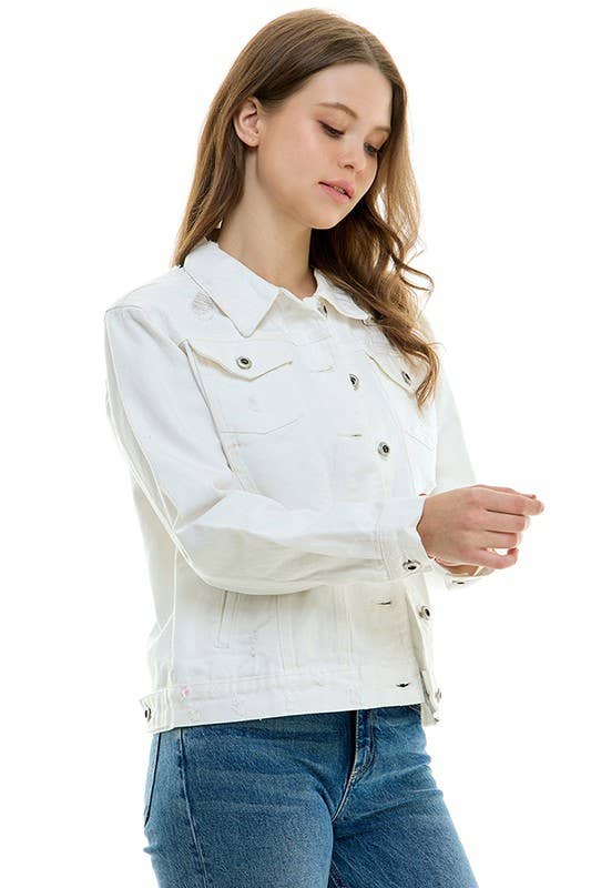 BLUE AGE - LADY CASUAL COTTON DENIM JEAN JACKET (OPEN PACK): Light Blue / XL