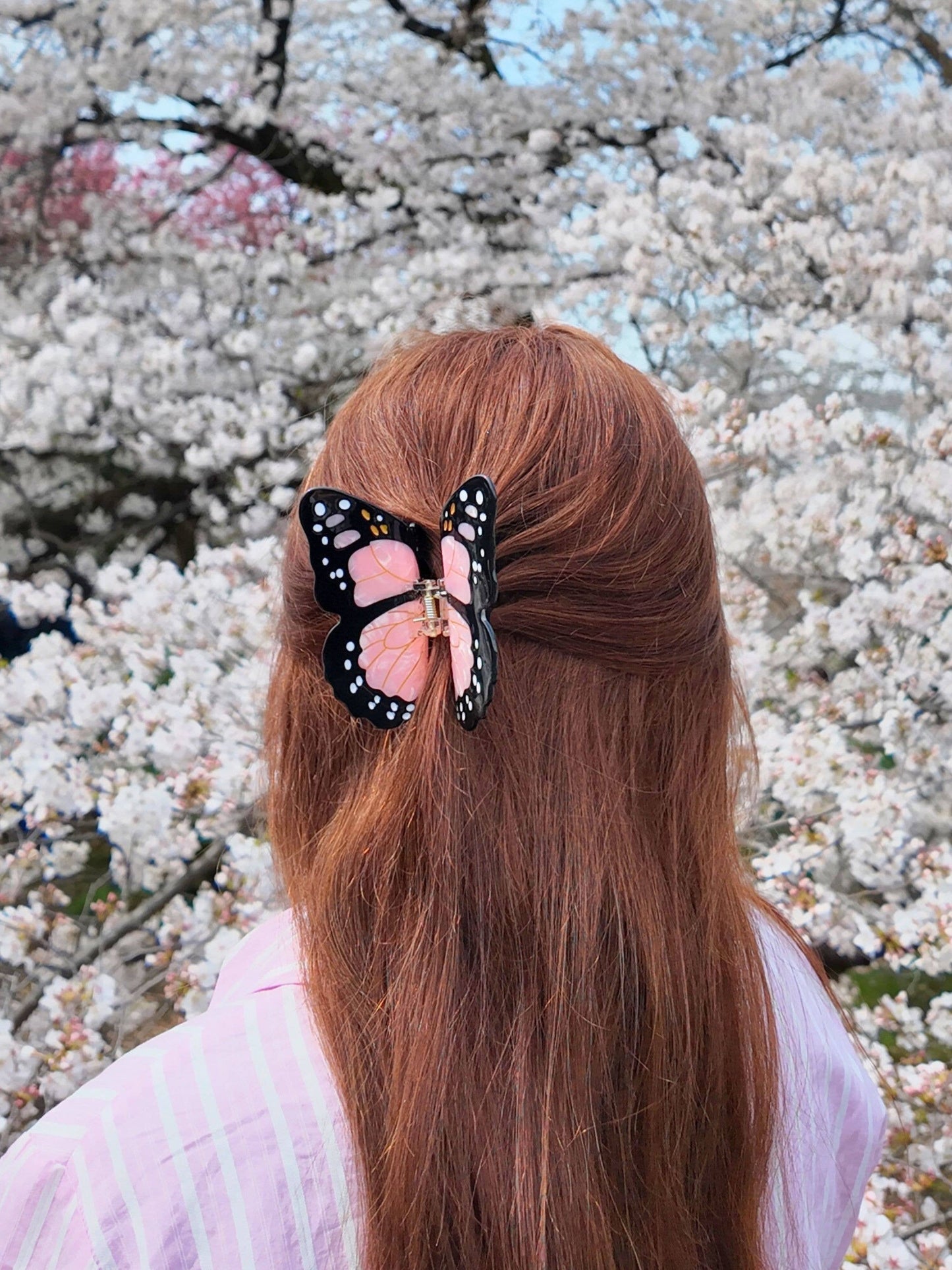 Solar Eclipse Hand-painted Monarch Butterfly Claw Hair Clip | Eco-Friendly: Orange