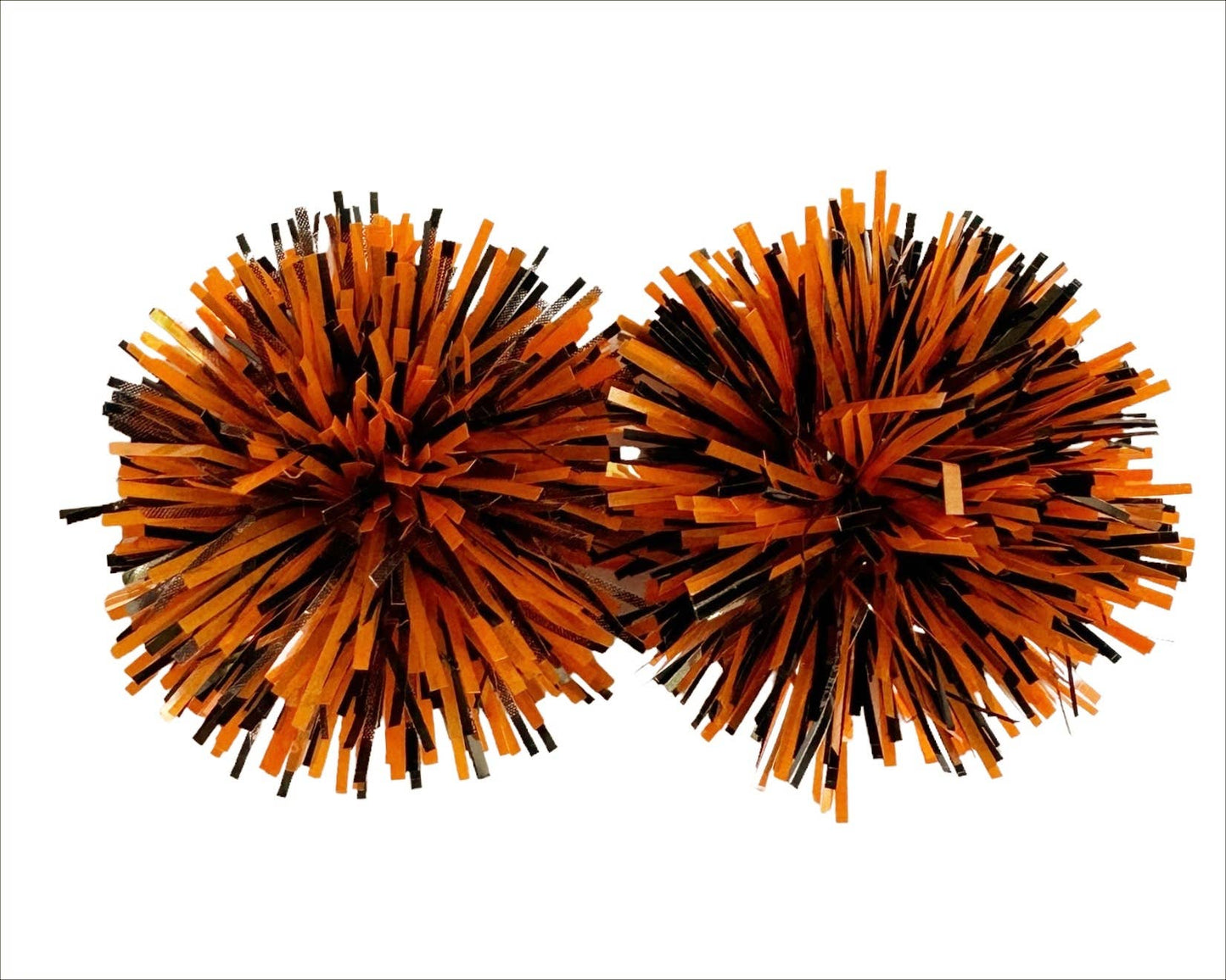 Orange and Black Party Pom Pom Tinsel Stud Earrings