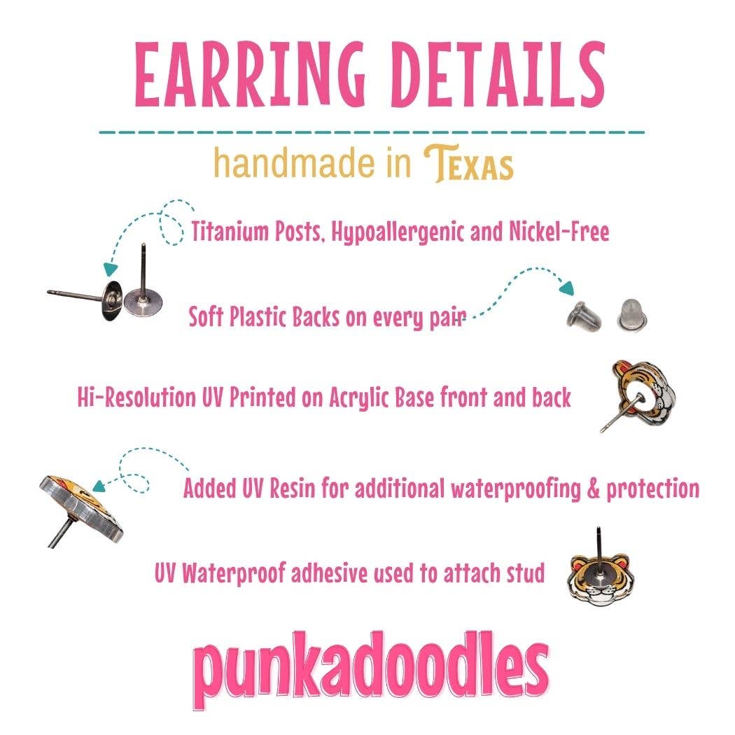 Punkadoodles.co - Custom Mascot Stud Earrings