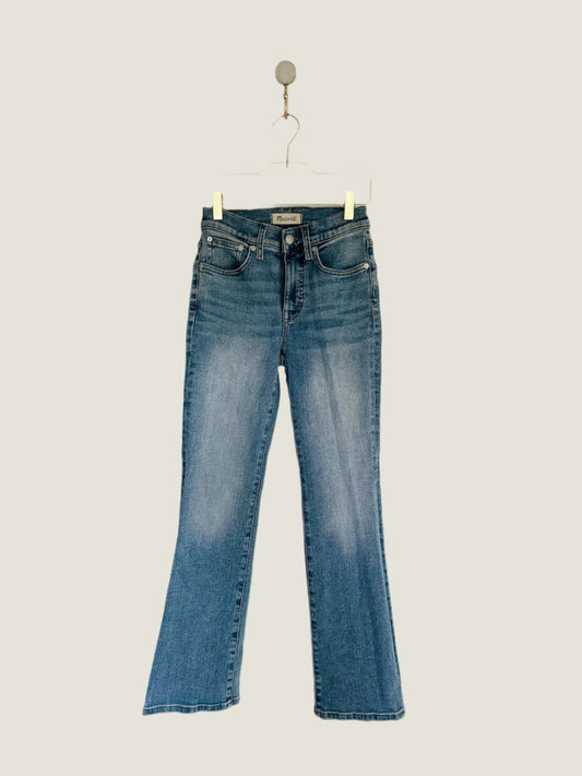 Front of Madewell Mid Rise Kick Out Crop Jeans