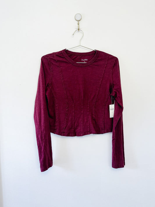 Pilcro by Anthropologie Plum Long Sleeved Tee, Size Medium