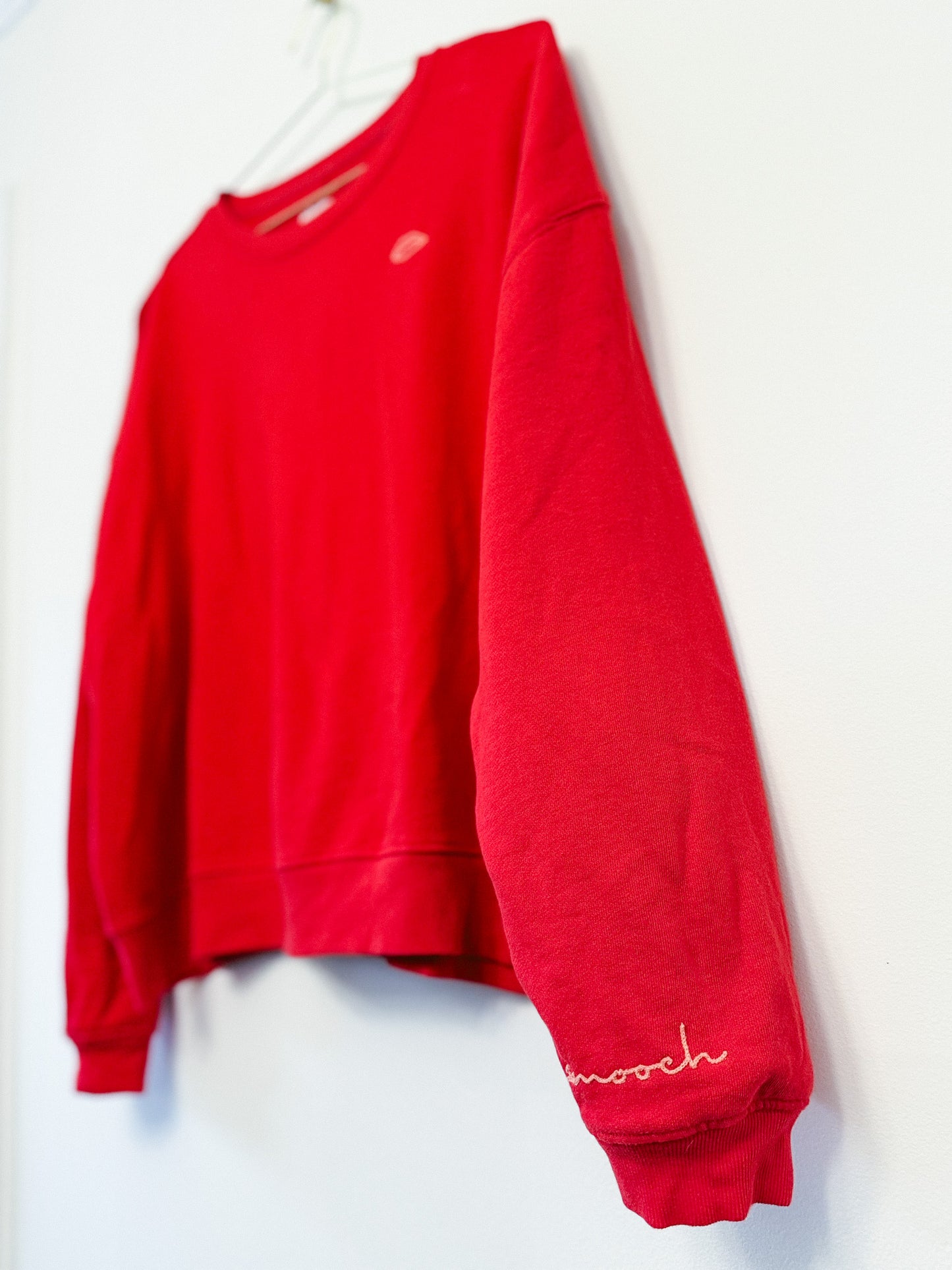 Pilcro Embroidered Sweatshirt in Red, Size Large
