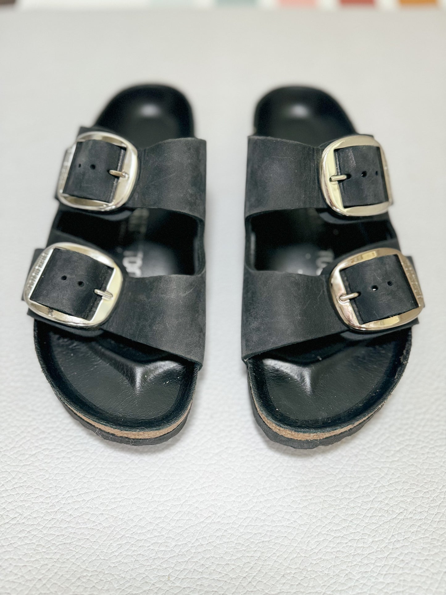 Birkenstock Arizona Big Buckle Slide Sandal in Black Oiled Leather