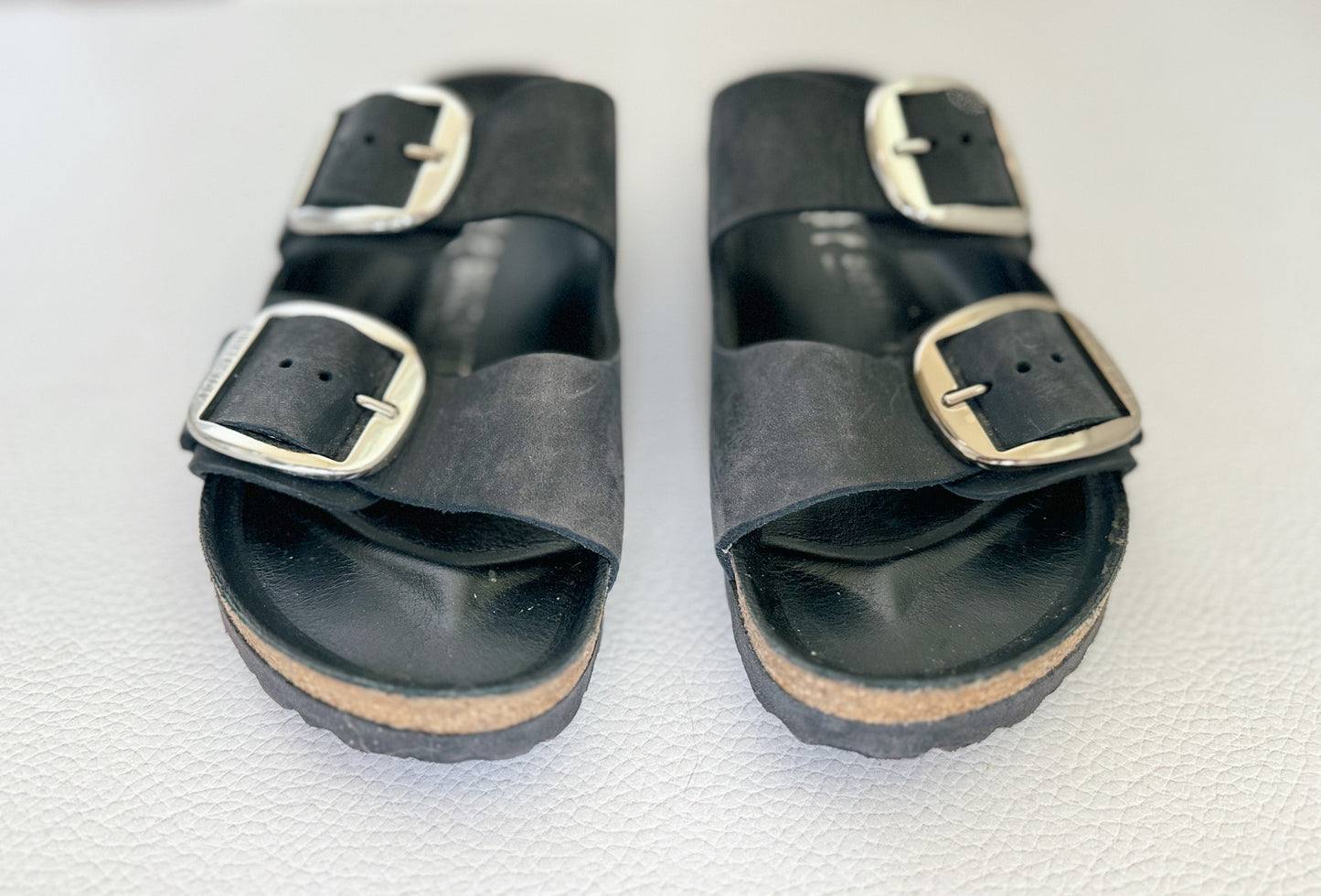 Birkenstock Arizona Big Buckle Slide Sandal in Black Oiled Leather