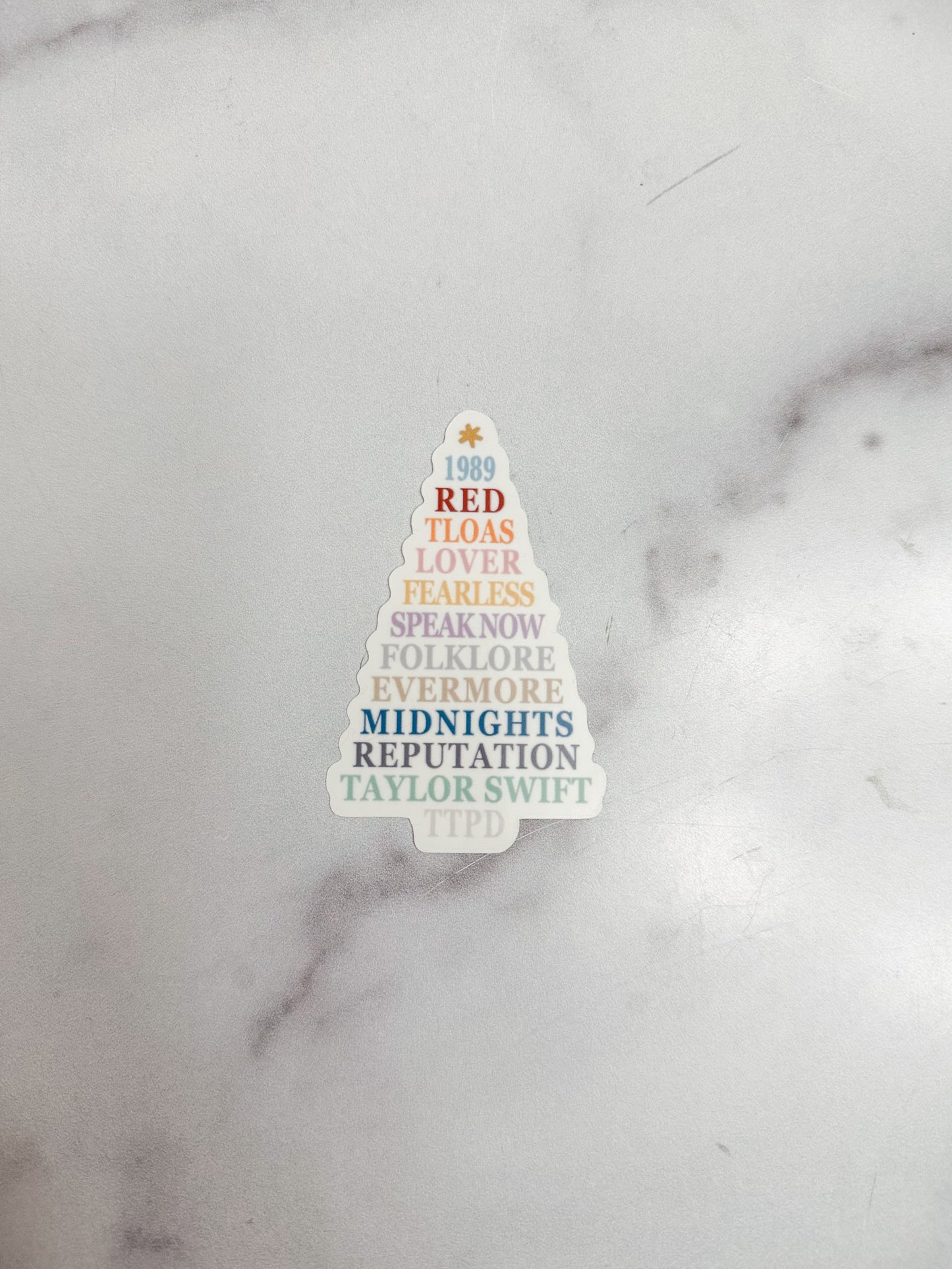 Taylor Swift Album Roster Christmas Tree Sticker