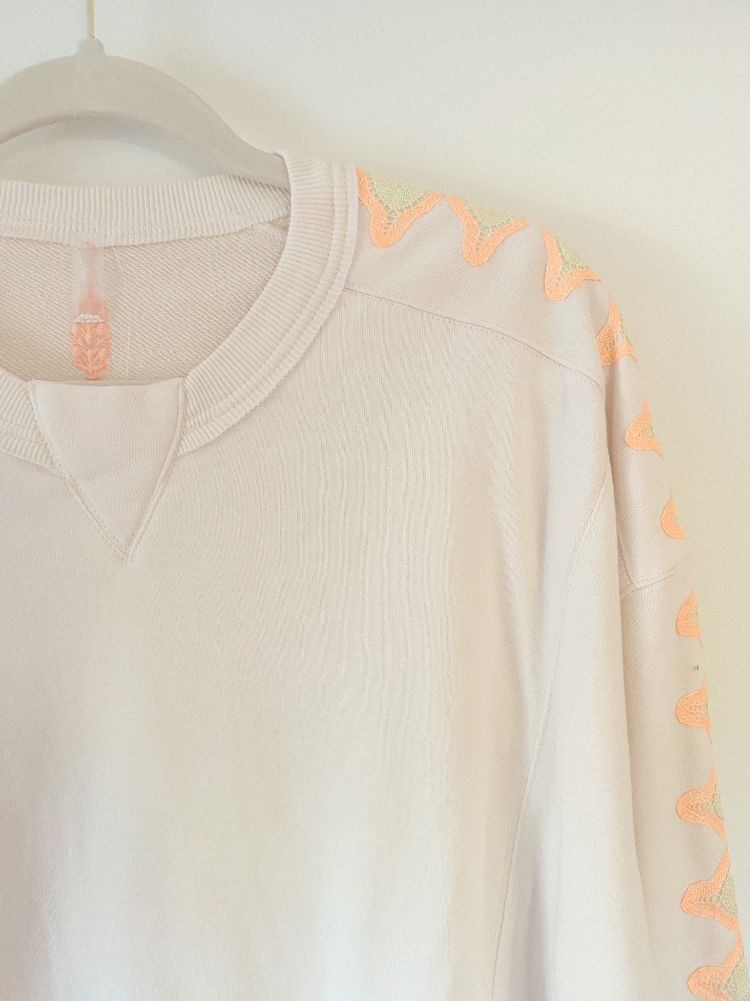 Free People Movement Feeling Wavy Intercept Sweatshirt in Beached Clay Combo detail at shoulder