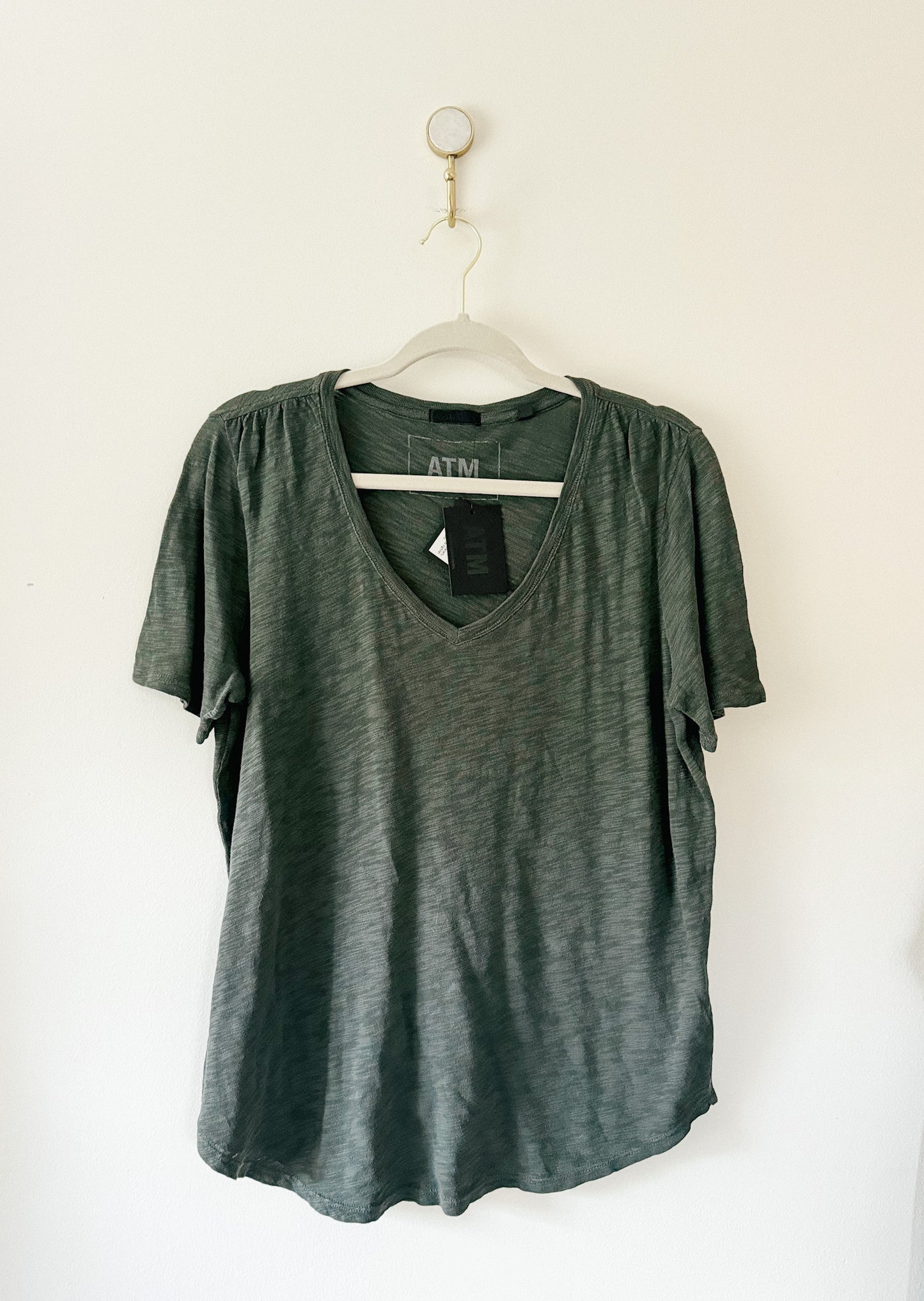 ATM Slub Jersey Classic V-neck Tee in Coal