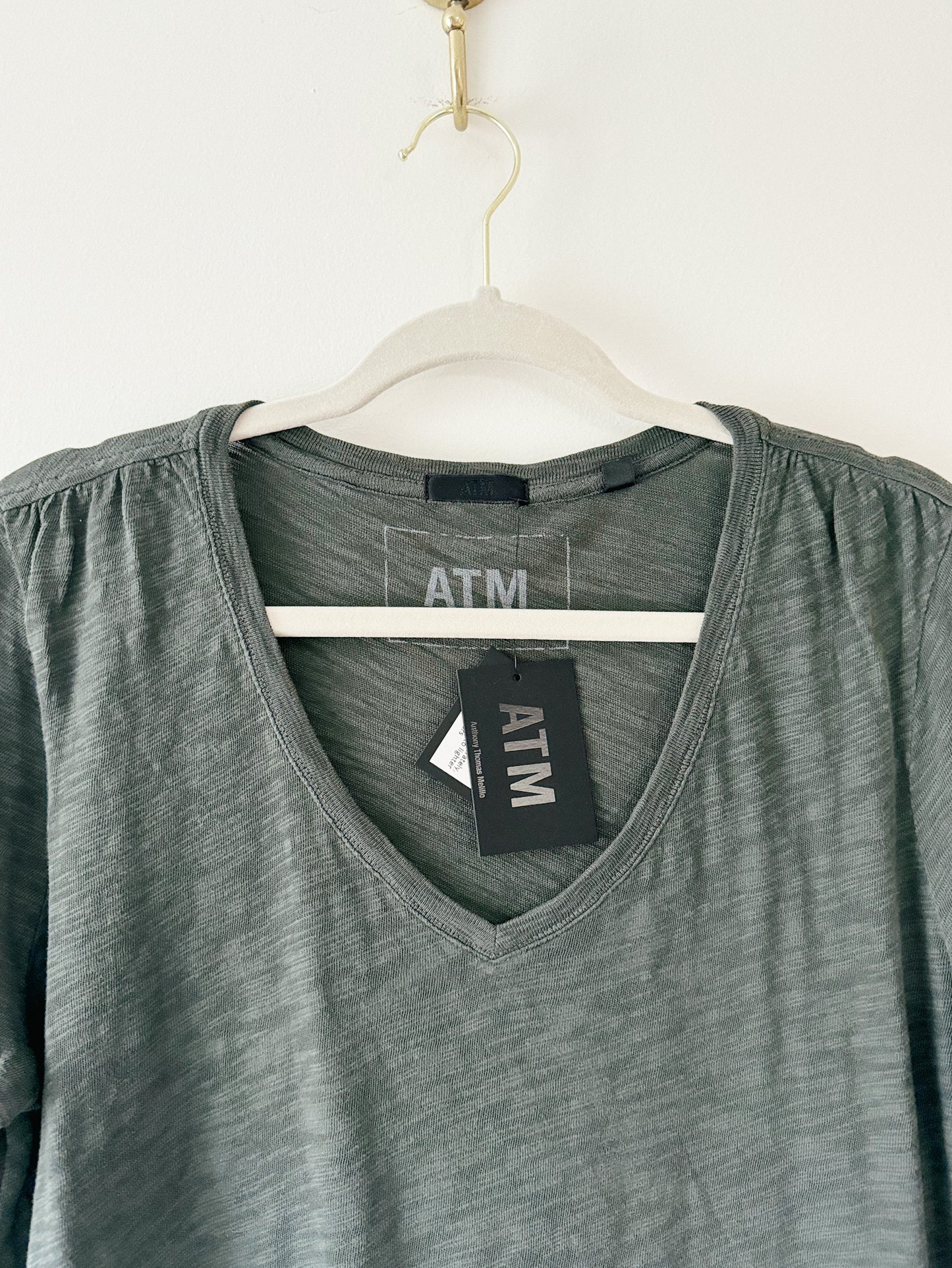 ATM Slub Jersey Classic V-neck Tee in Coal