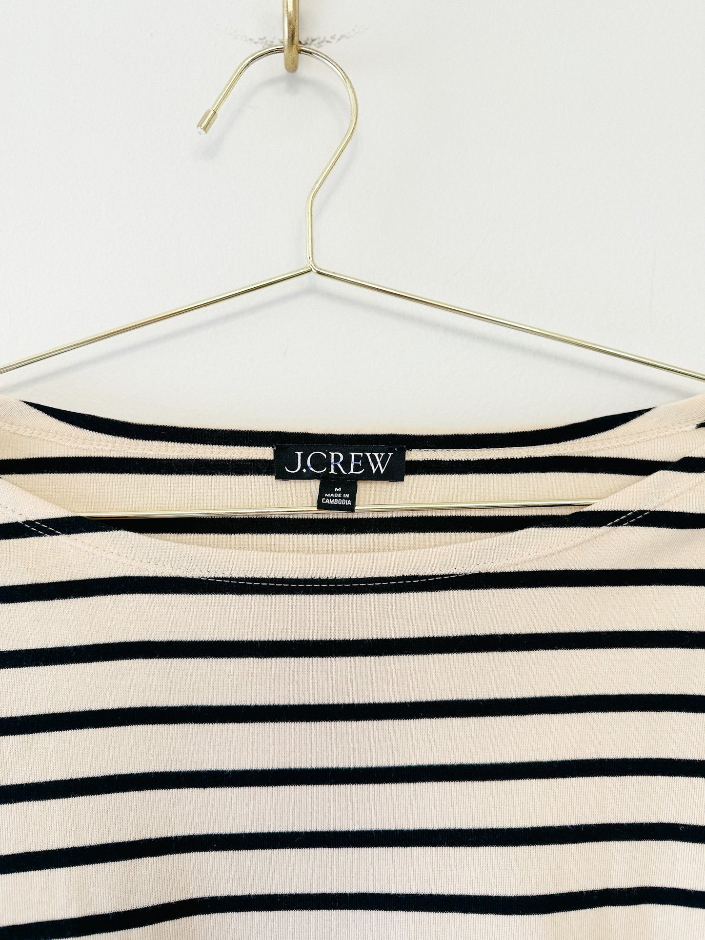 J. Crew Feather-Trim Long Sleeved Shirt in Stripe, Size Medium