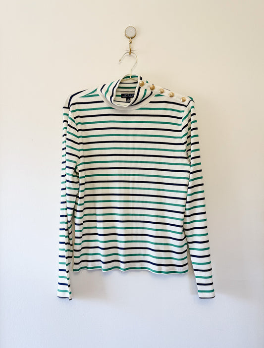 J. Crew Vintage Rib Turtleneck With Buttons, Size Extra Large