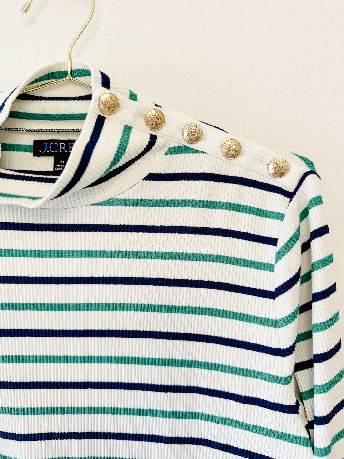 J. Crew Vintage Rib Turtleneck With Buttons, Size Extra Large