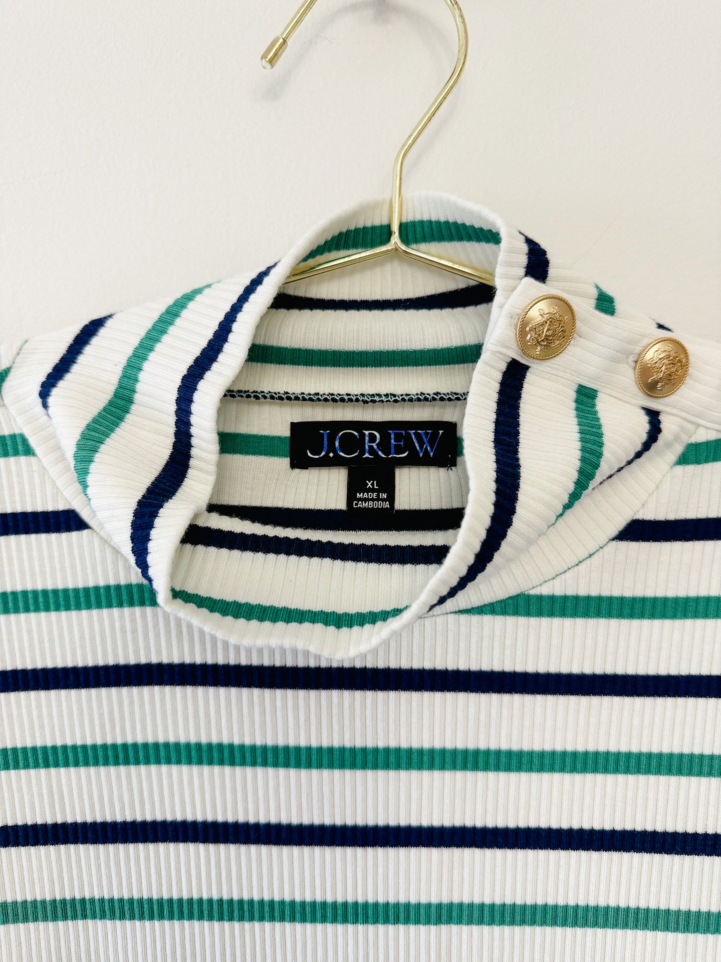 J. Crew Vintage Rib Turtleneck With Buttons, Size Extra Large