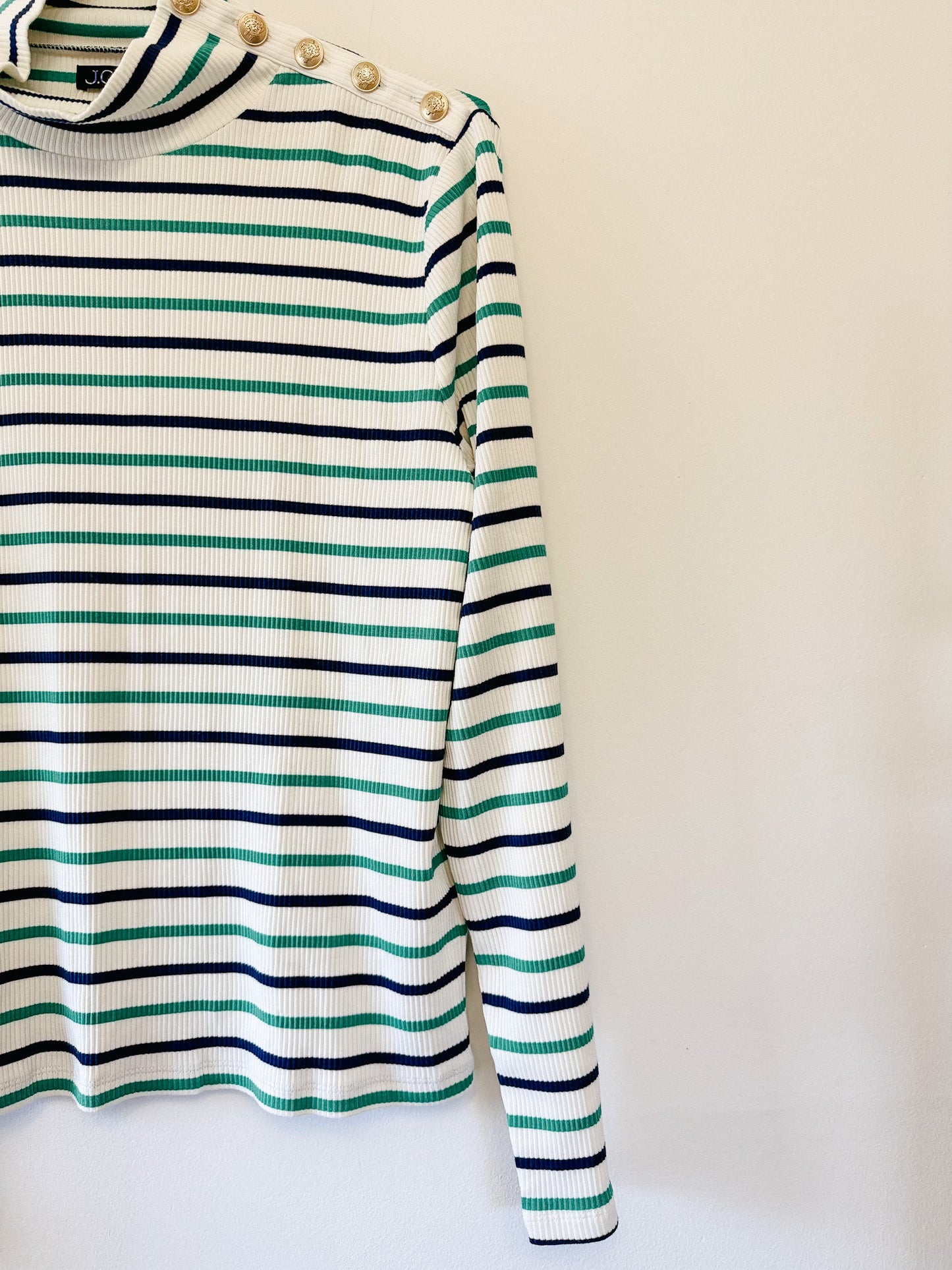 J. Crew Vintage Rib Turtleneck With Buttons, Size Extra Large