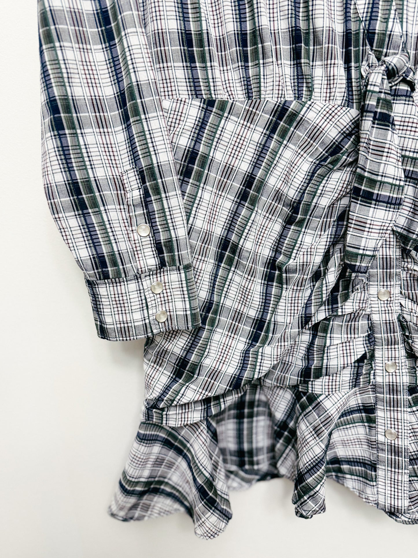 Veronica Beard Valle Plaid Ruched Shirt Dress, Size 8