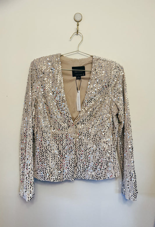 Sanctuary Charmed Button Front Sequin Blazer