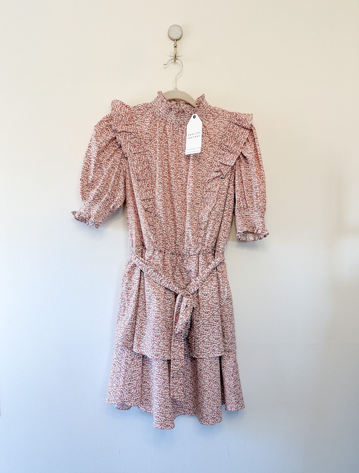 English Factory Floral Puff Sleeve Mini Dress, Size Medium