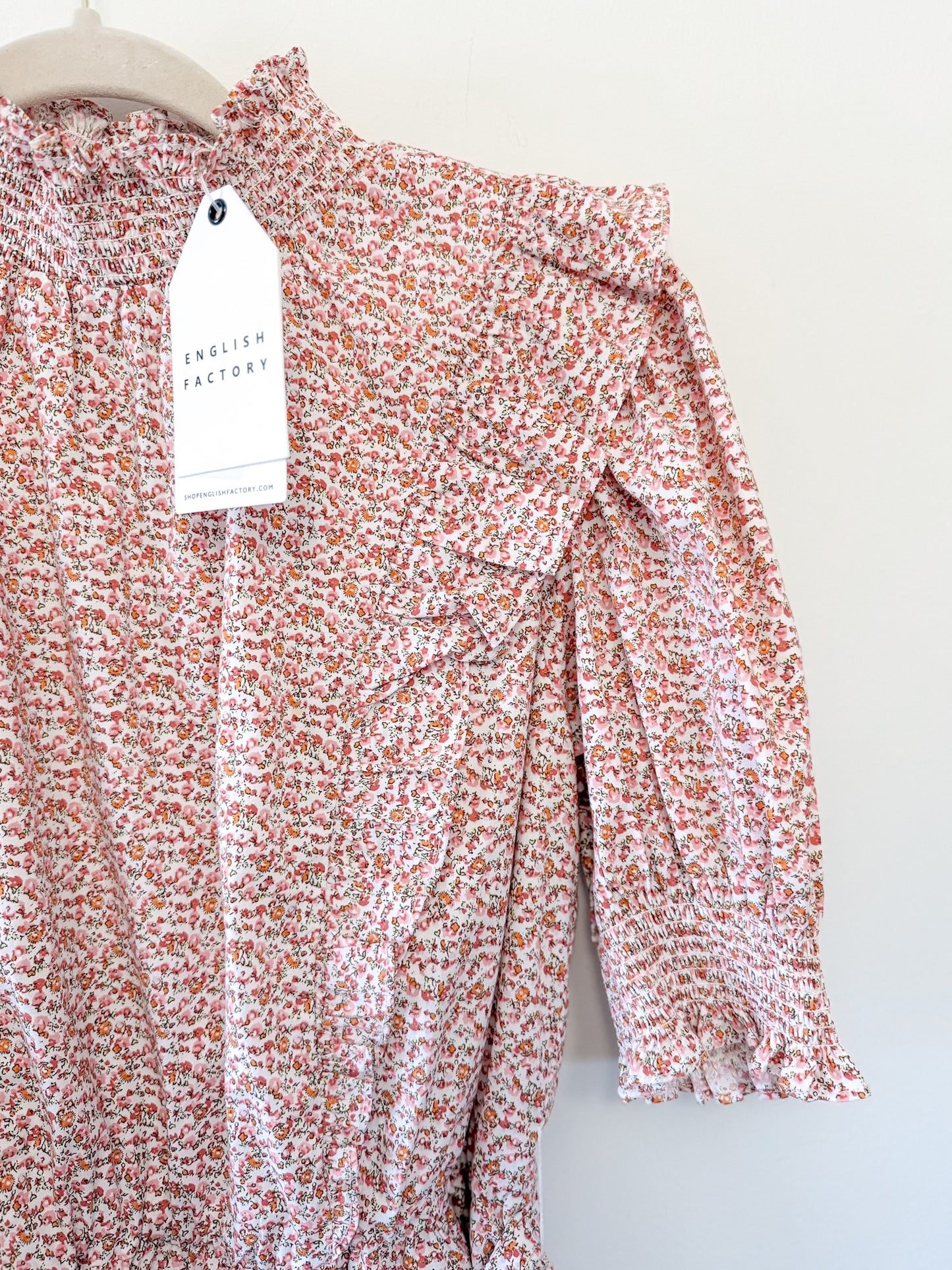 English Factory Floral Puff Sleeve Mini Dress, Size Medium