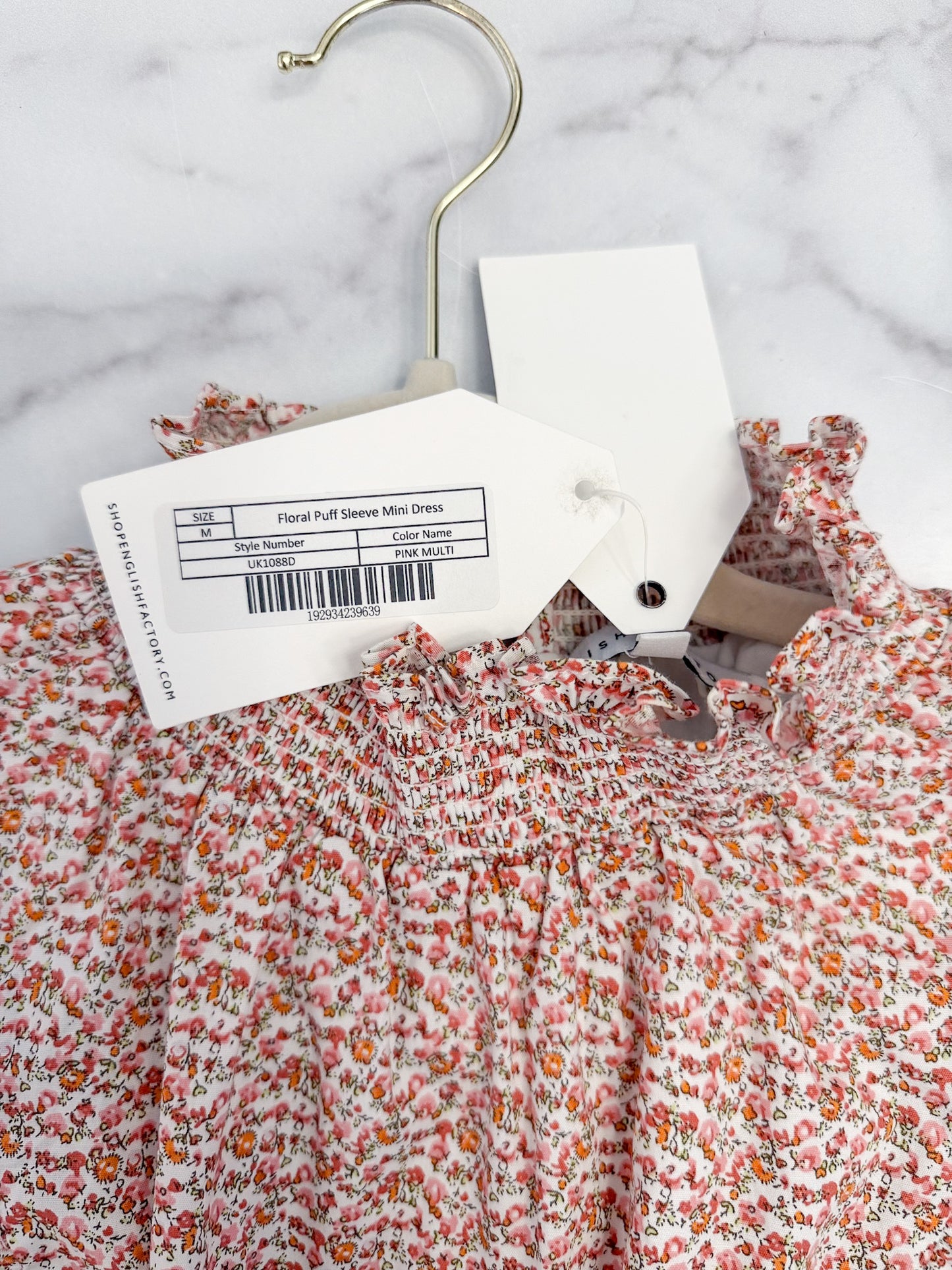 English Factory Floral Puff Sleeve Mini Dress, Size Medium
