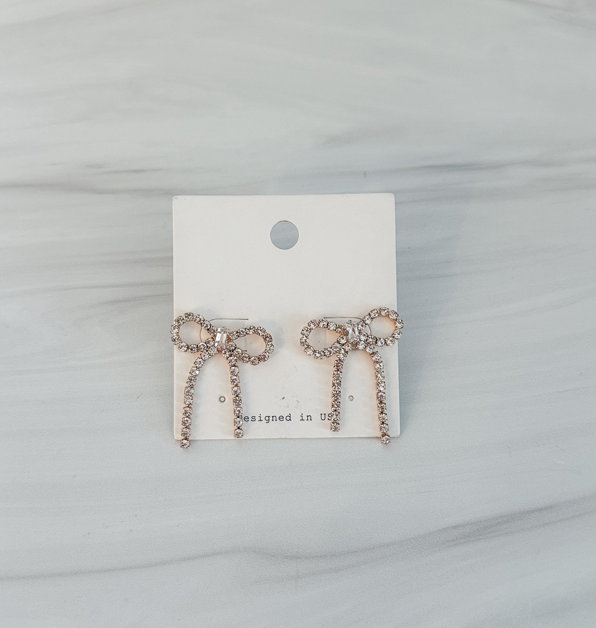 Pavé Crystal Bow Earrings in Gold