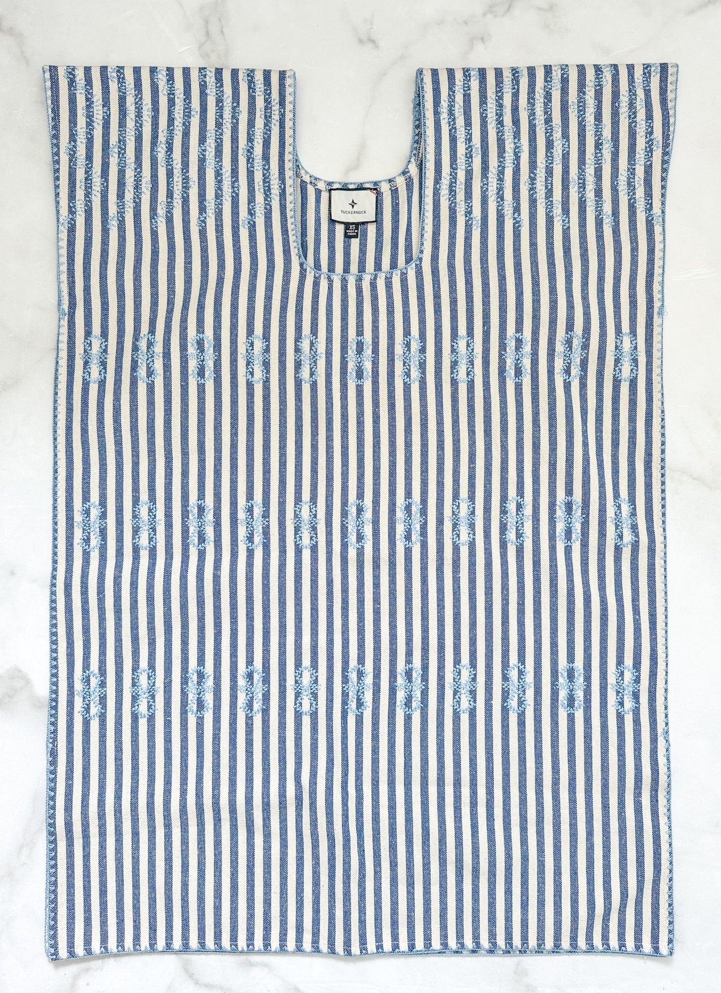 Tuckernuck Blue Stripe Mini Sullivan Embroidered Canvas Caftan