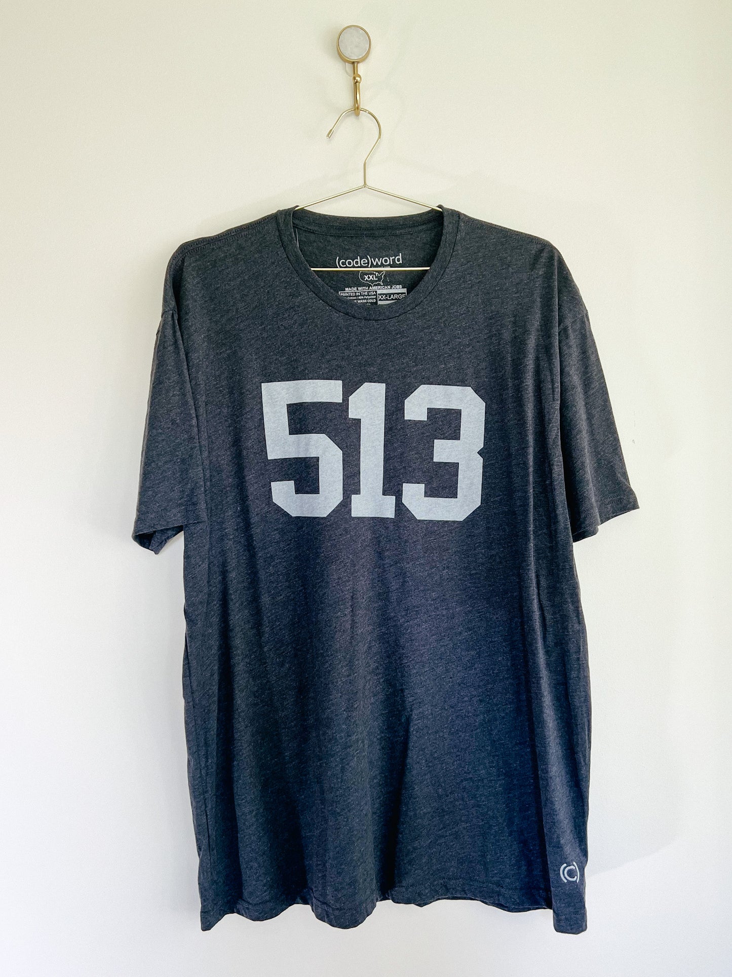 Cincinnati Ohio 513 Area Code Unisex Heathered Charcoal T-Shirts: Size XXL