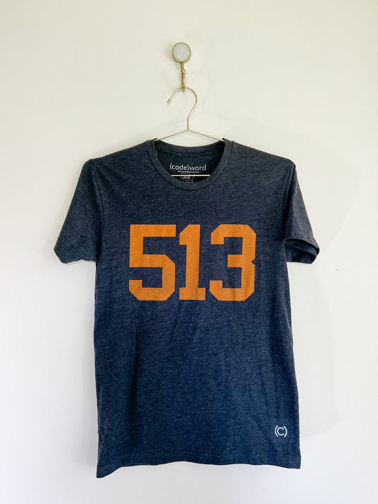 Cincinnati Ohio 513 Area Code Unisex Heathered Charcoal T-Shirts