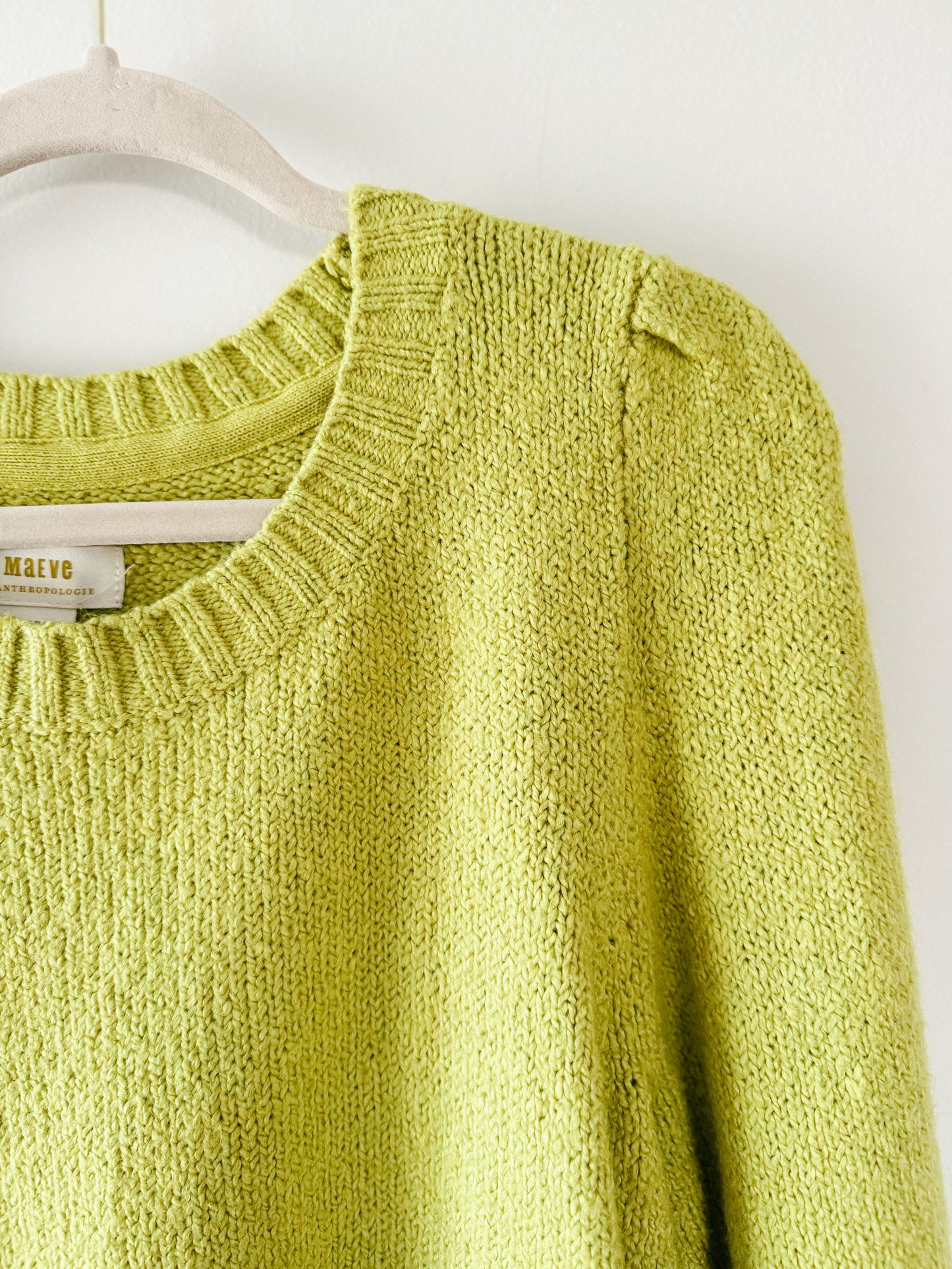 Maeve Crewneck Puff-Sleeve Sweater