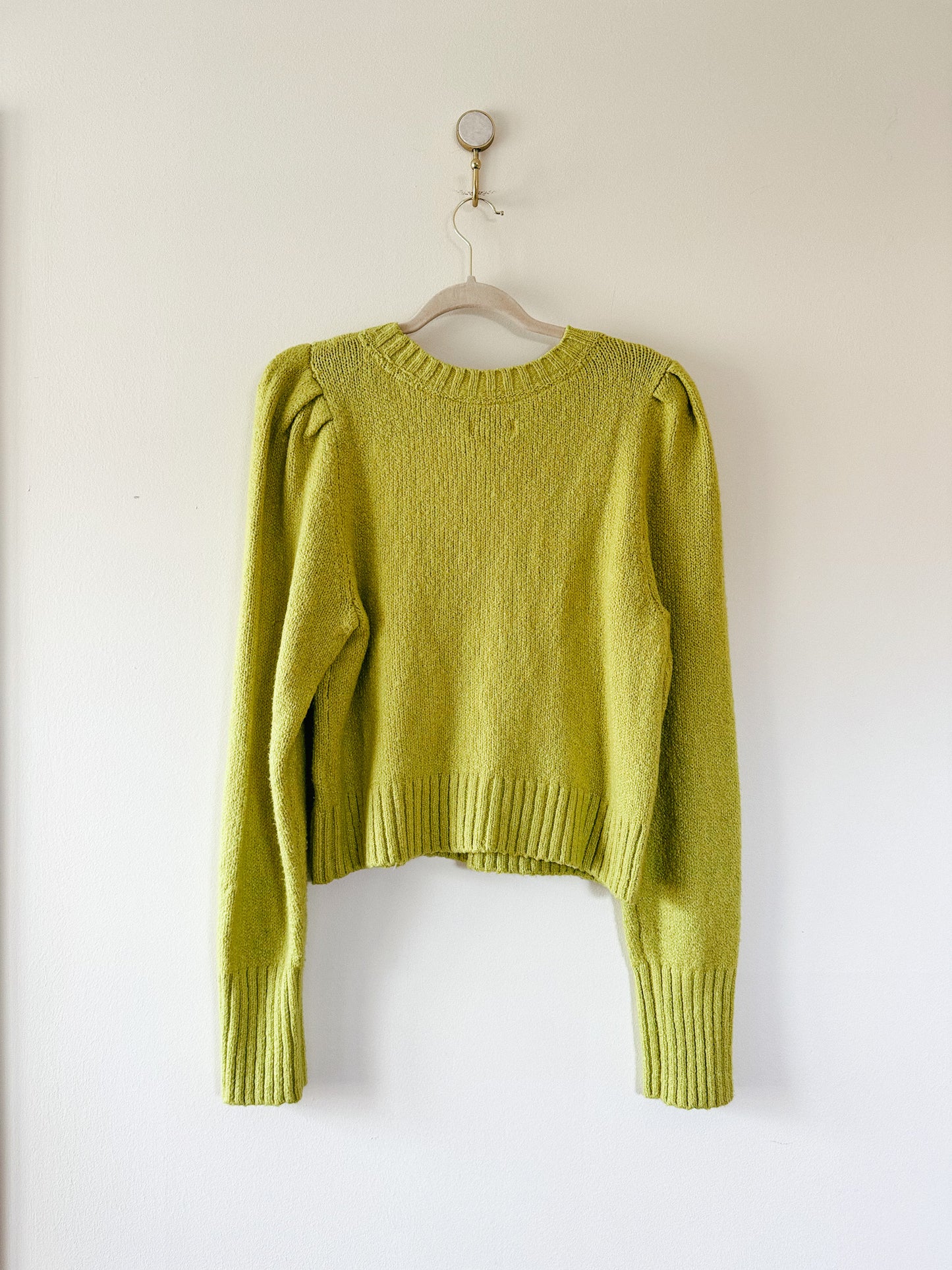 Maeve Crewneck Puff-Sleeve Sweater