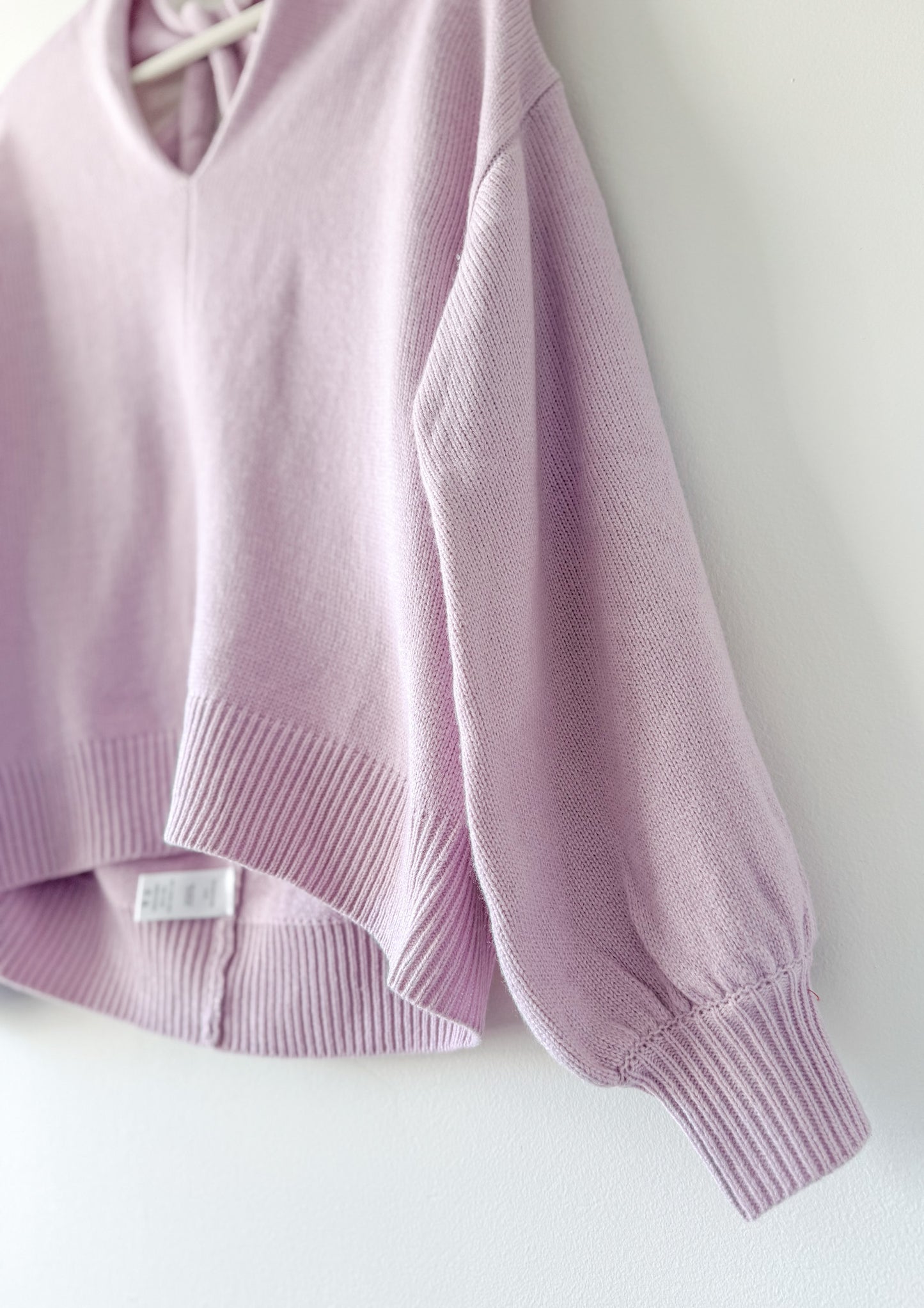 ASTR the Label Lilac Back Cutout Puff Sleeve Sweater