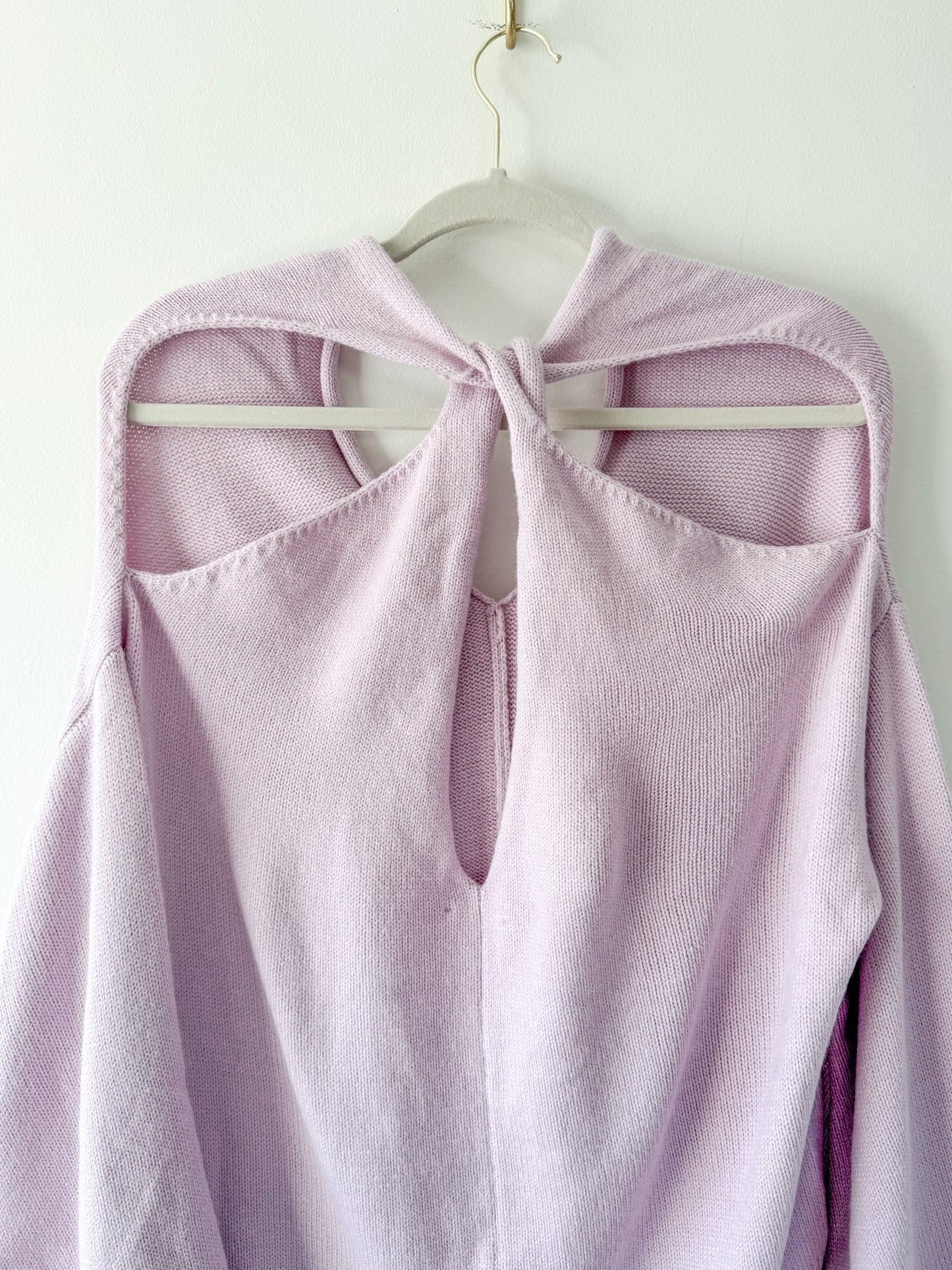 ASTR the Label Lilac Back Cutout Puff Sleeve Sweater