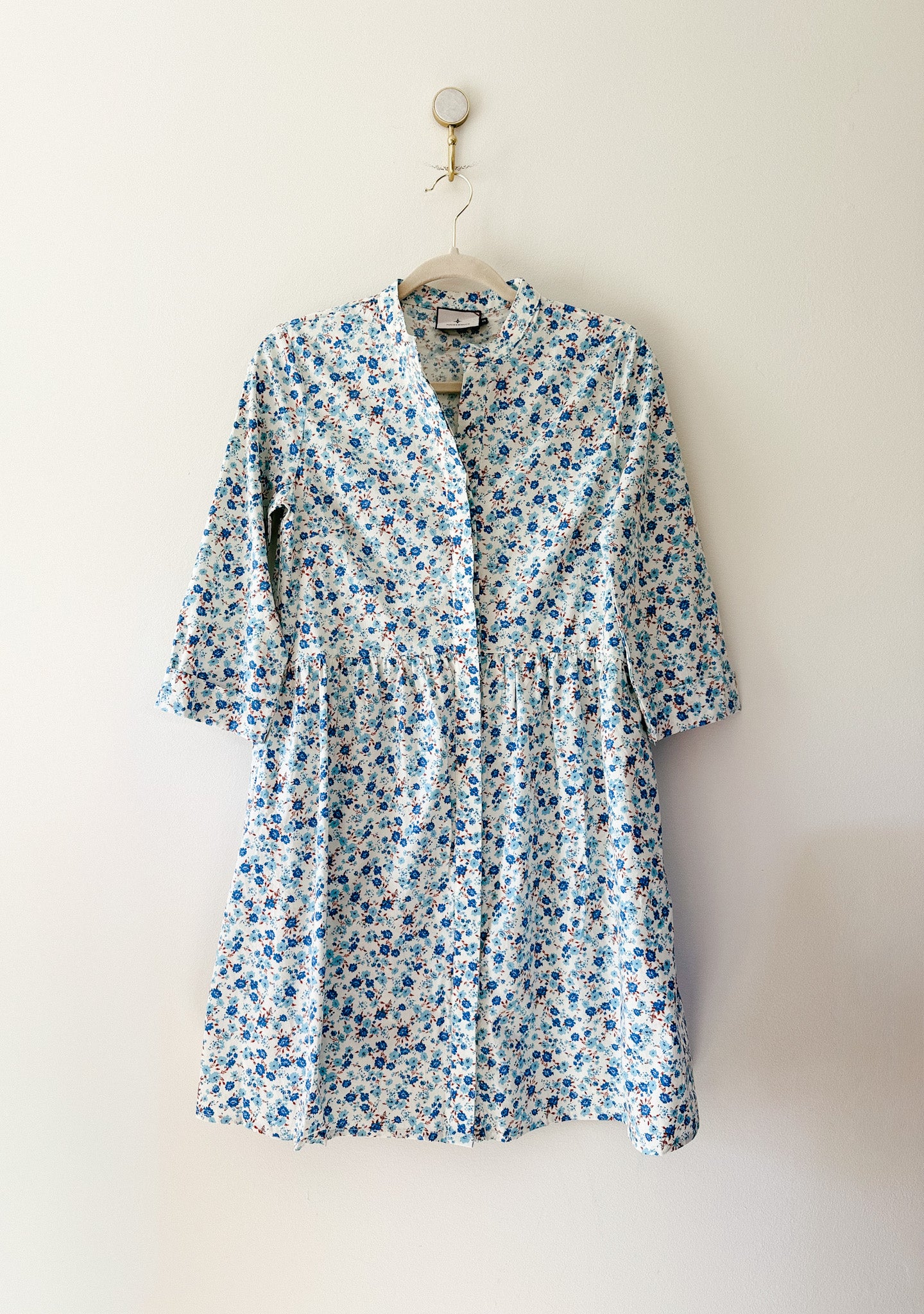 Tuckernuck Royal Shirt Dress in Bluebell Floral Ditsy Calico, Size Extra Small