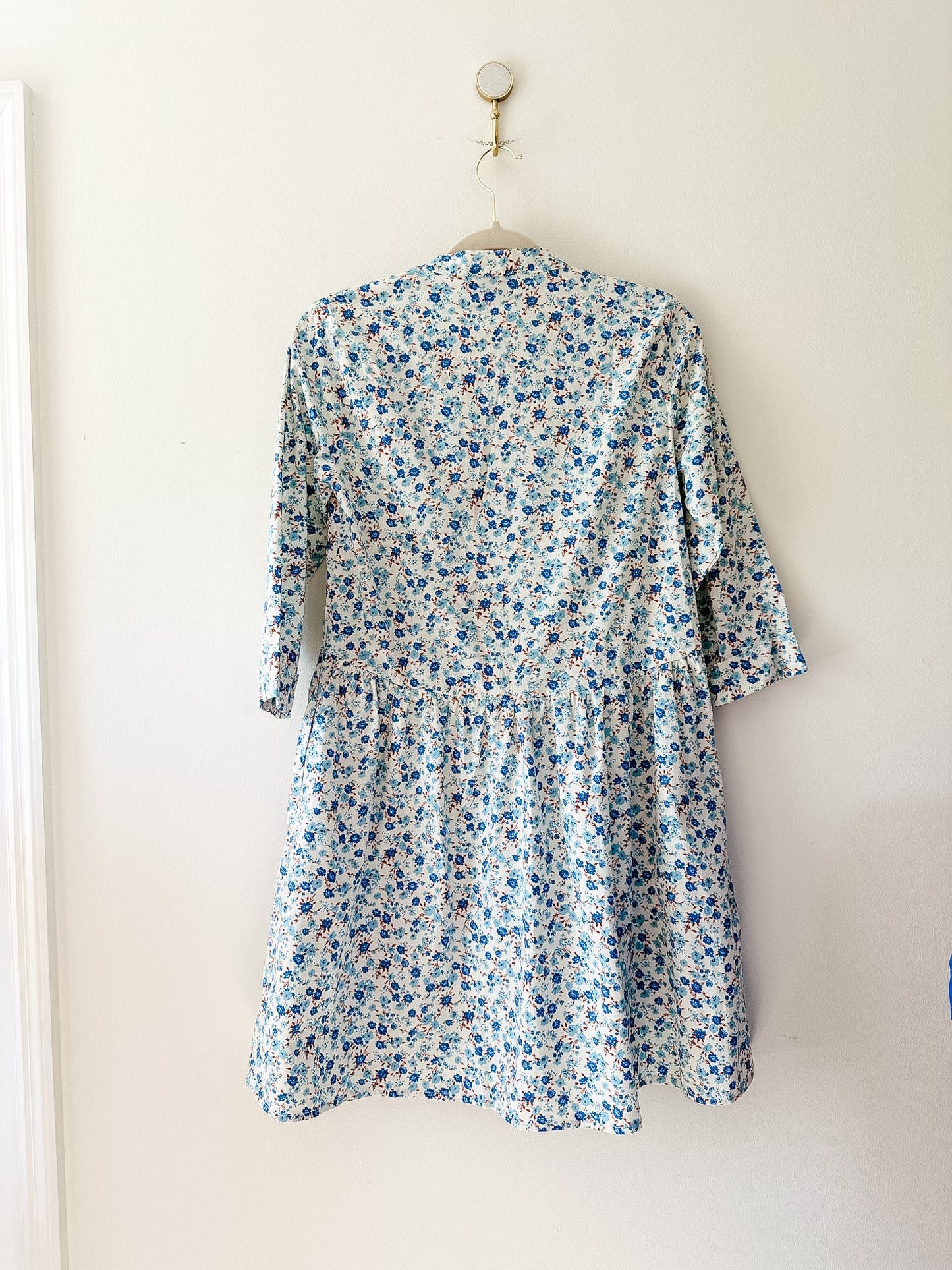 Tuckernuck Royal Shirt Dress in Bluebell Floral Ditsy Calico, Size Extra Small