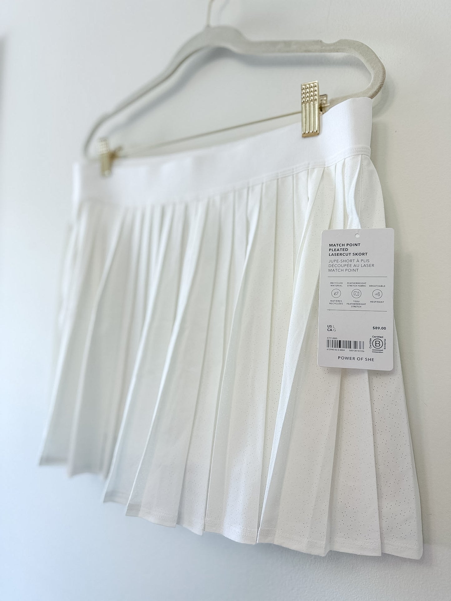 Athleta Match Point Pleated Laser Cut Skort