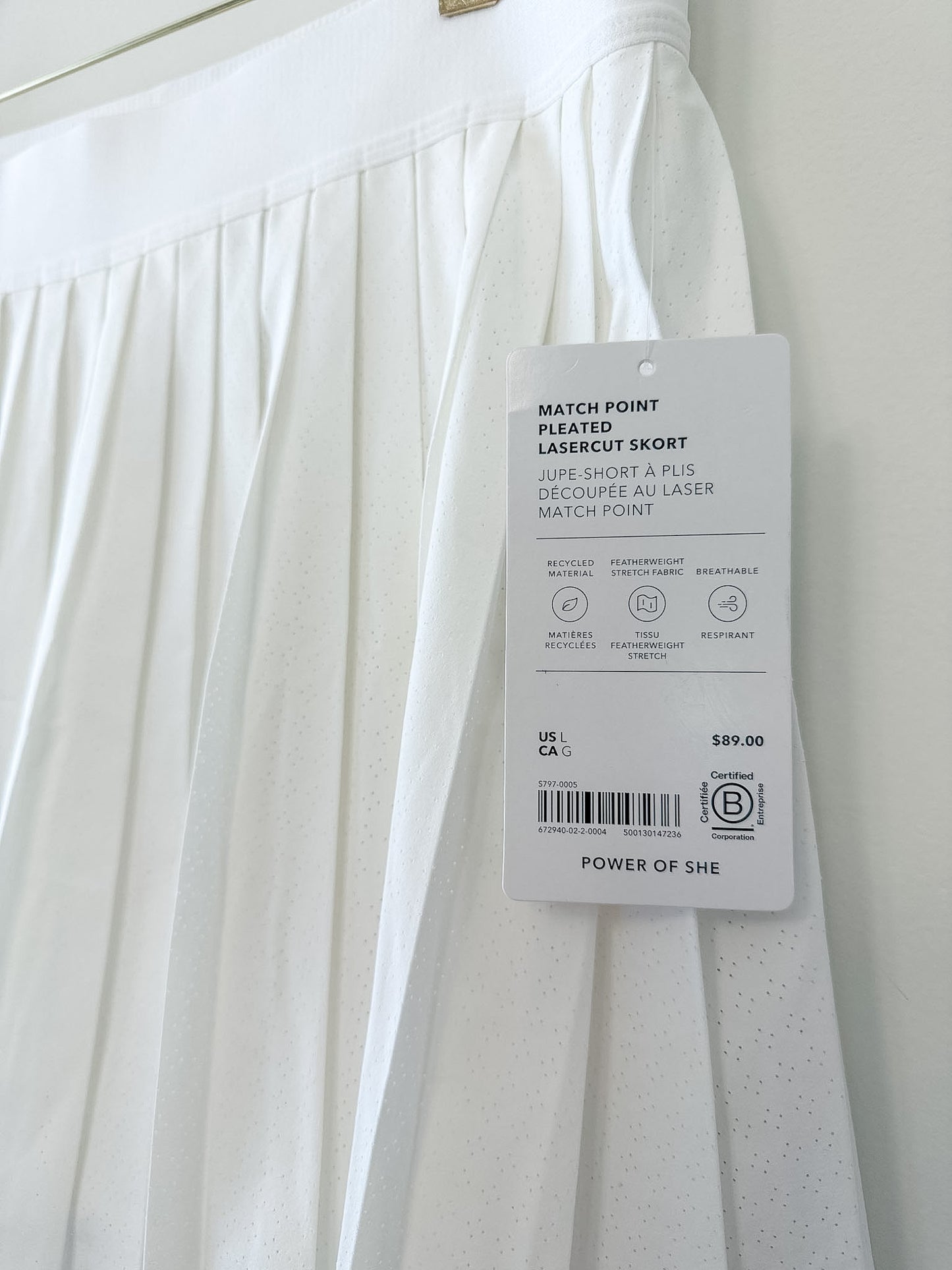 Athleta Match Point Pleated Laser Cut Skort