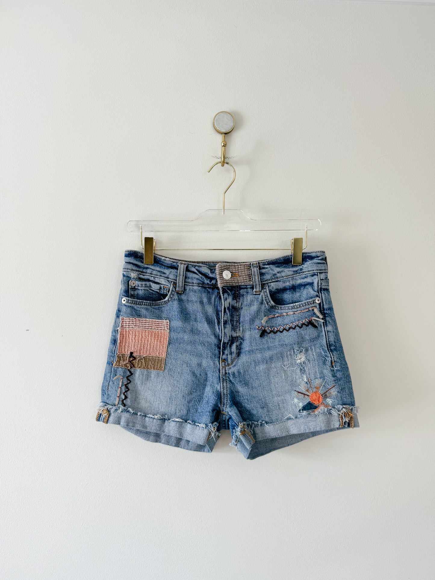 Pilcro by Anthropologie Patchwork Signature Shorts front view