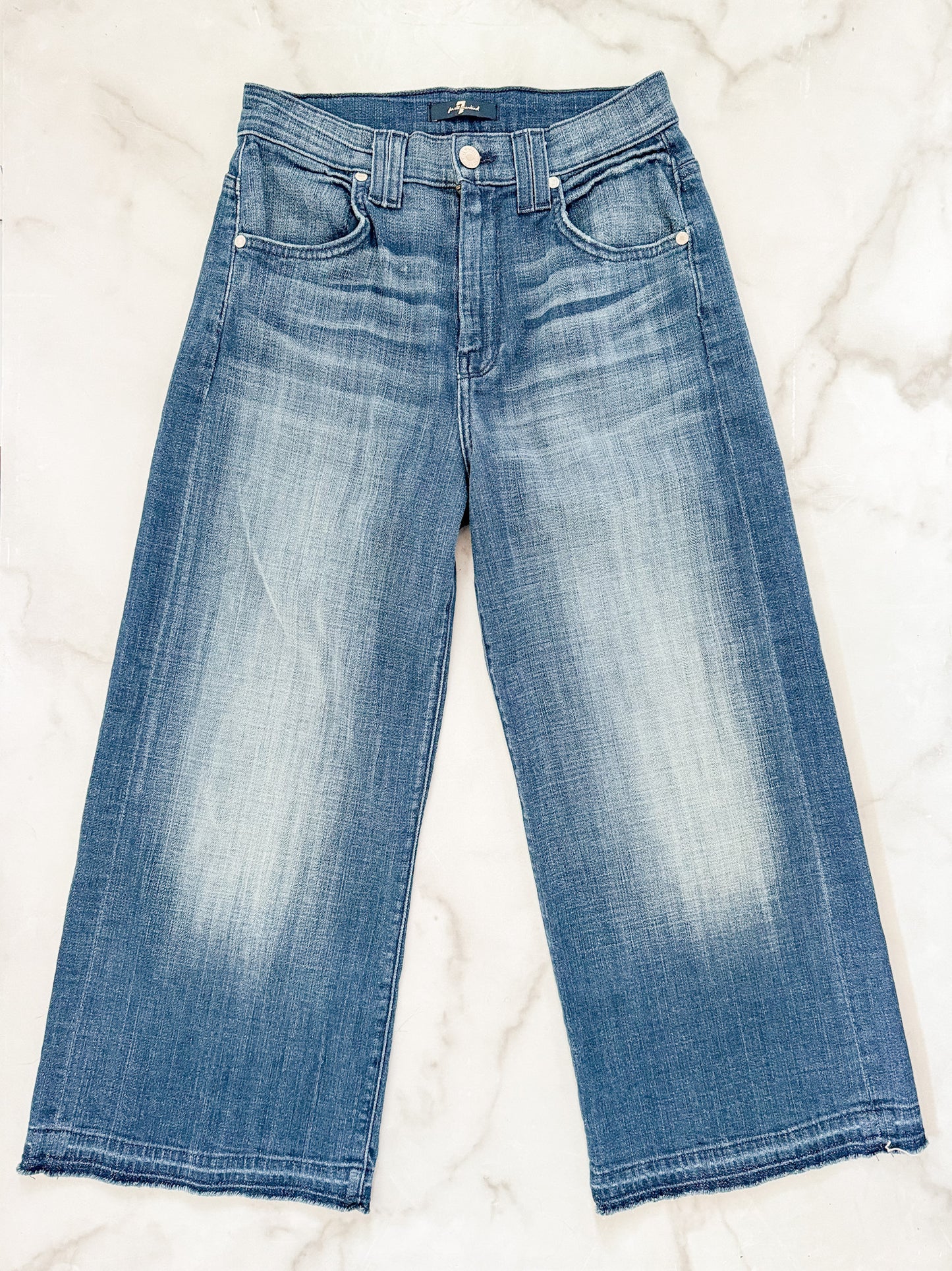 7 for all mankind Wide Leg Crop Jeans with Step Down Hem