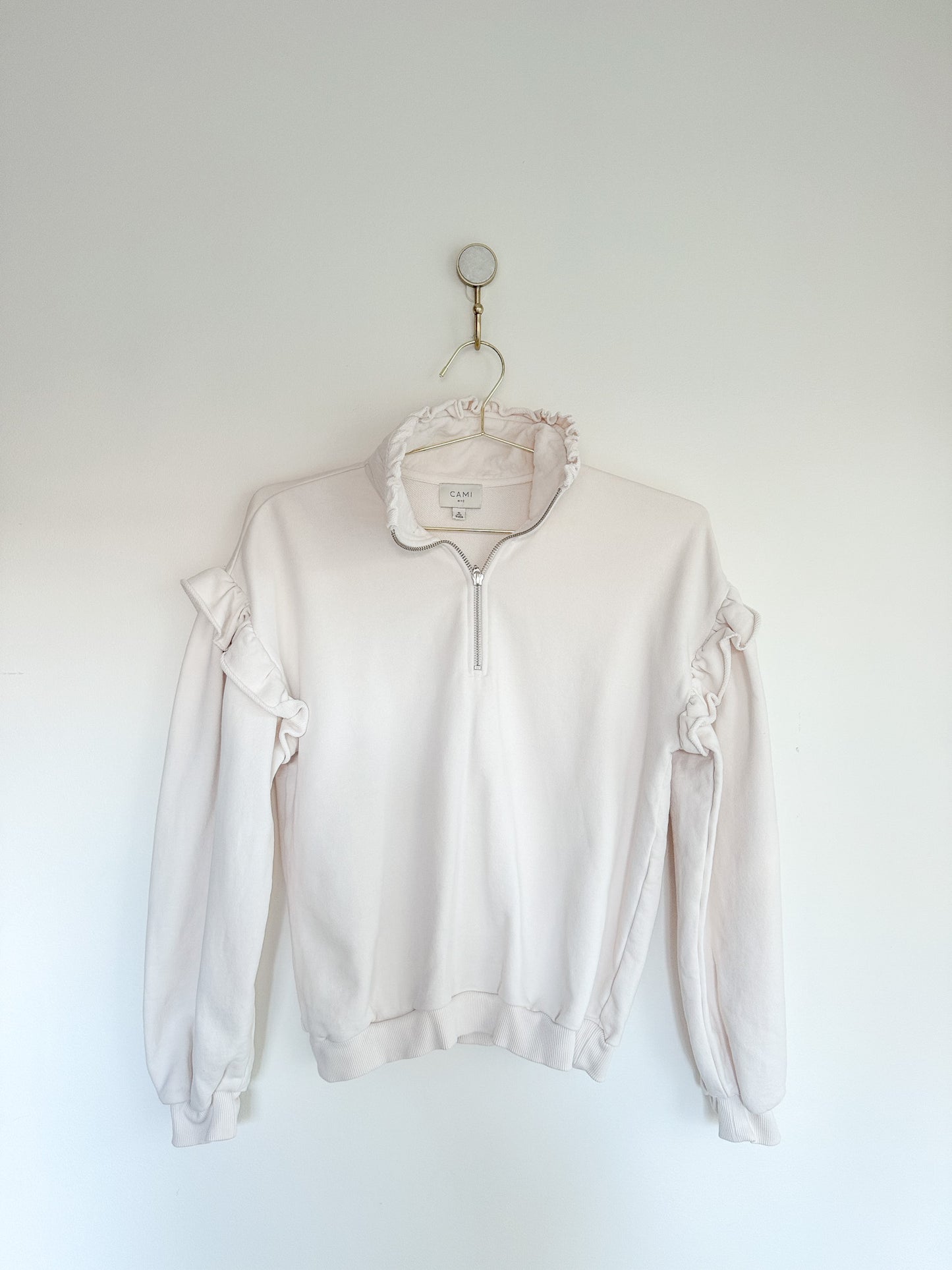 Cami NYC Margaret Ruffle Sweatshirt in Ivory