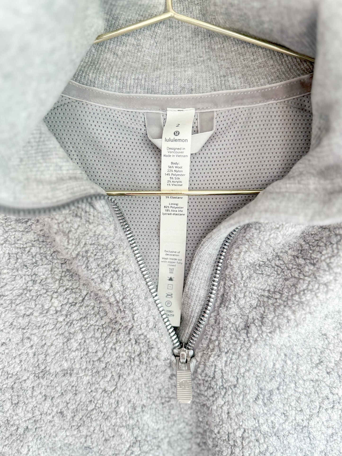 Lululemon Stand Out Sherpa 1/2 Zip Heathered Core Light Grey / Silver Drop